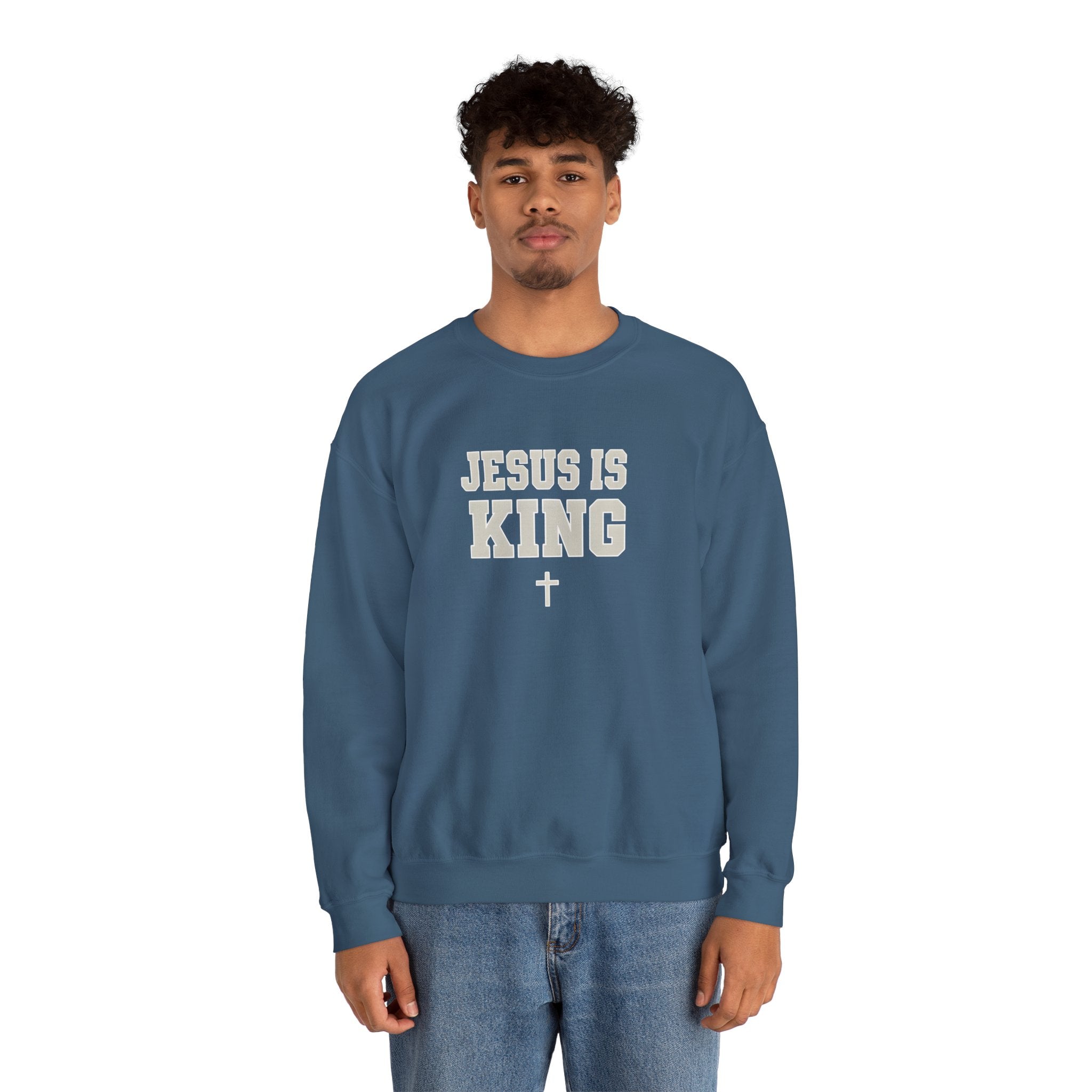 Jesus is King Gildan Unisex Crewneck Sweatshirt | Christian Apparel | Inspirational Gift | Cozy Everyday Wear