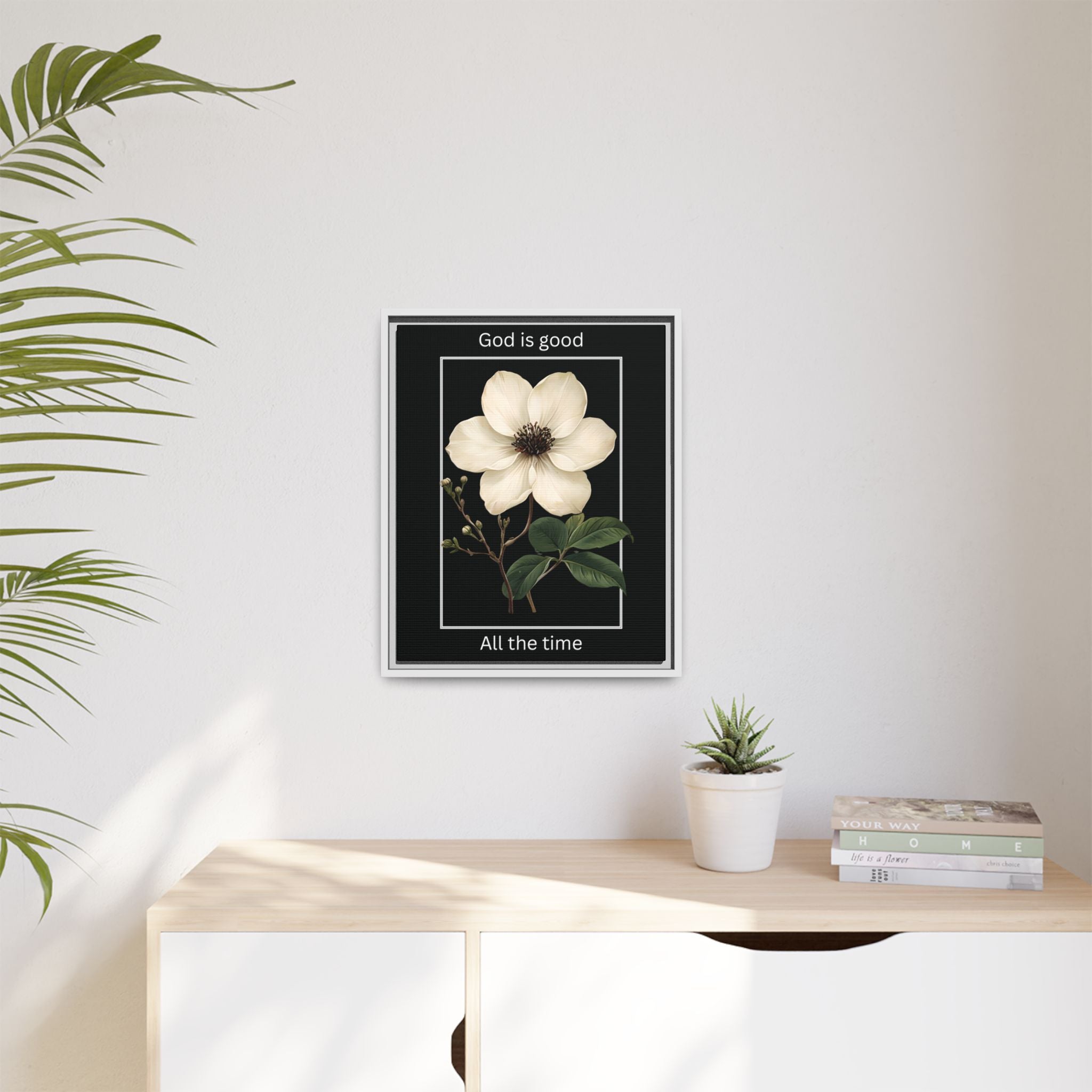 God is Good All The Time Christian Framed Matte Canvas Wall Art | Faith Inspirational Home Decor