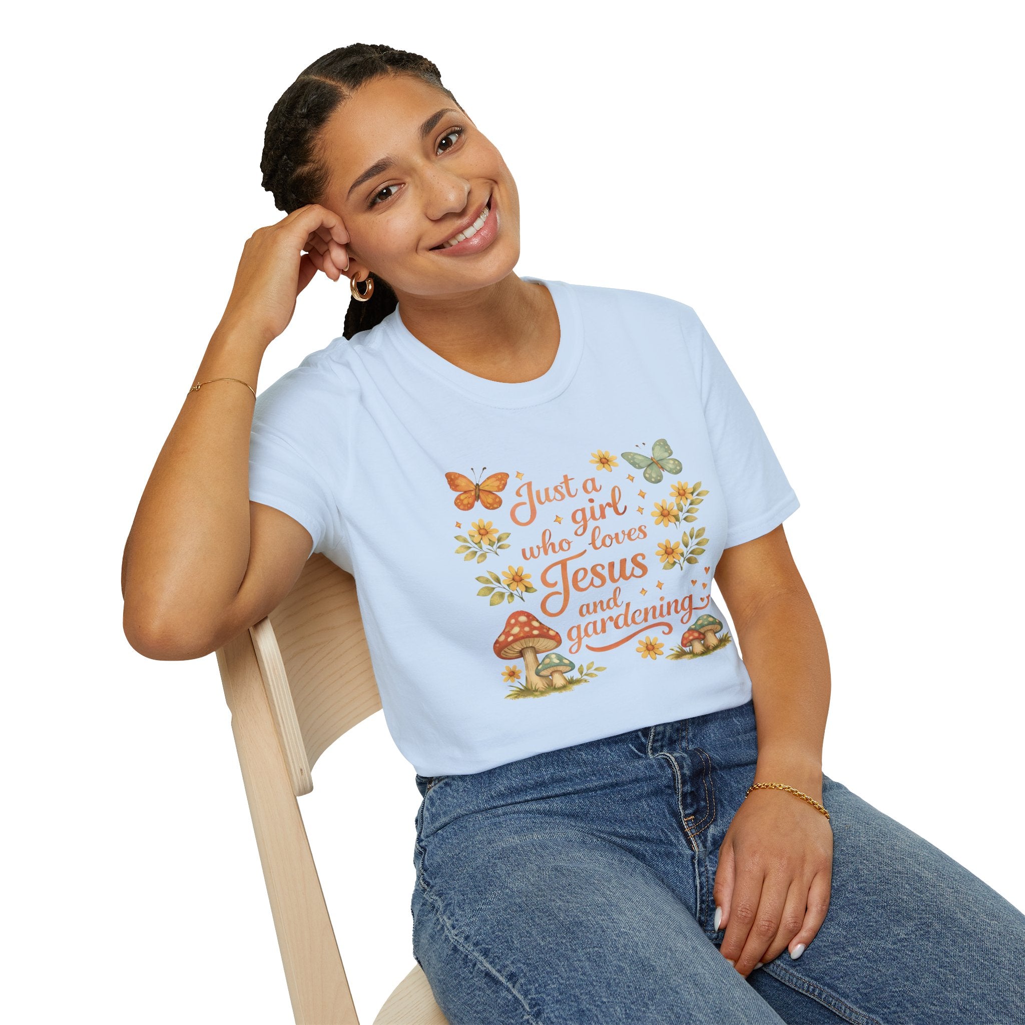 Just A Girl Who Loves Jesus and Gardening Gildan Unisex Tshirt | Christian Gardening T-Shirt | Faith Shirt | Cotton Tee