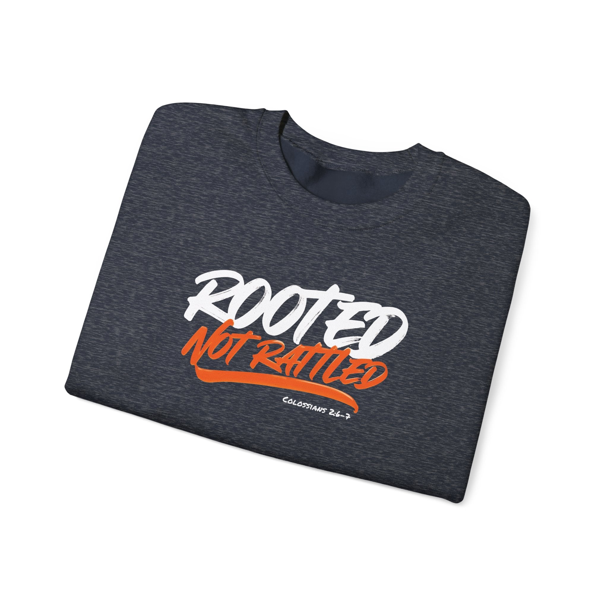 Rooted Not Rattled Gildan Christian Sweatshirt | Unisex Crewneck Pullover | Christian Gift