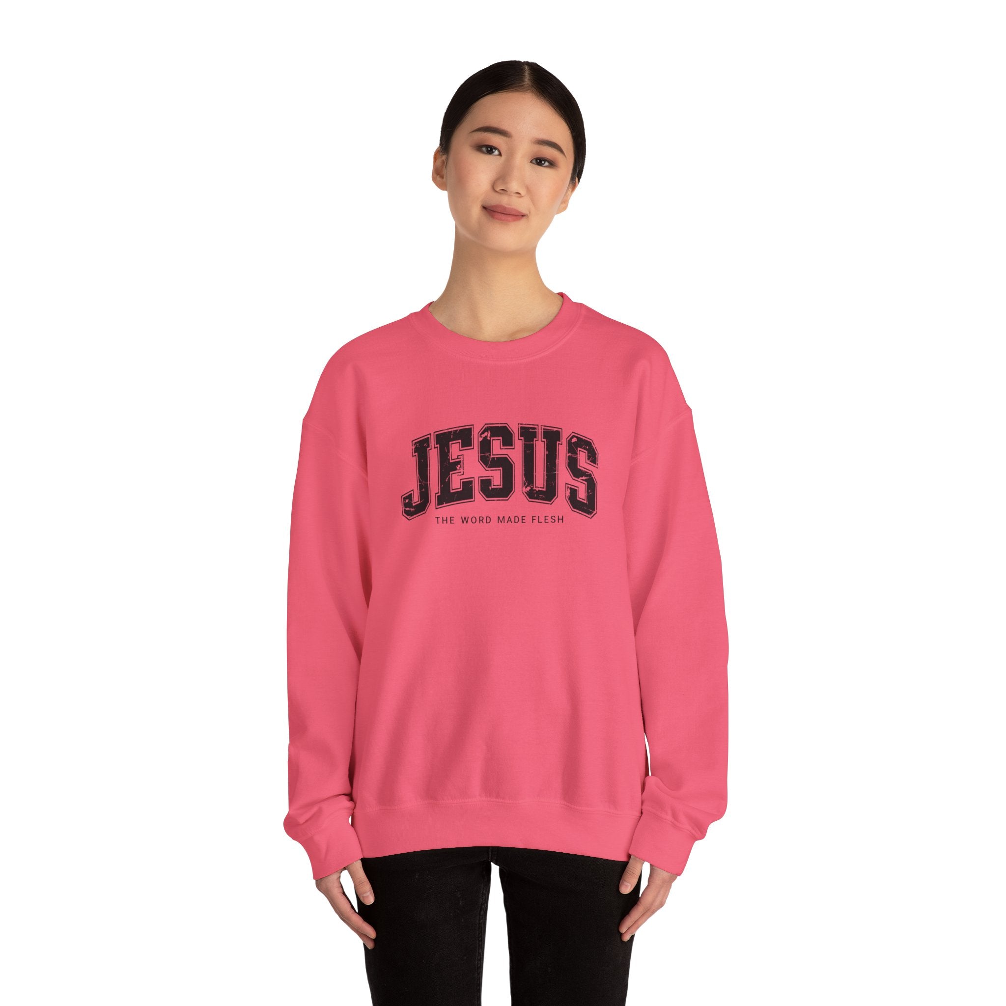 Jesus the Word Made Flesh Gildan Crewneck Sweatshirt | Christian Unisex Sweatshirt | Faith Apparel | Religious Gift