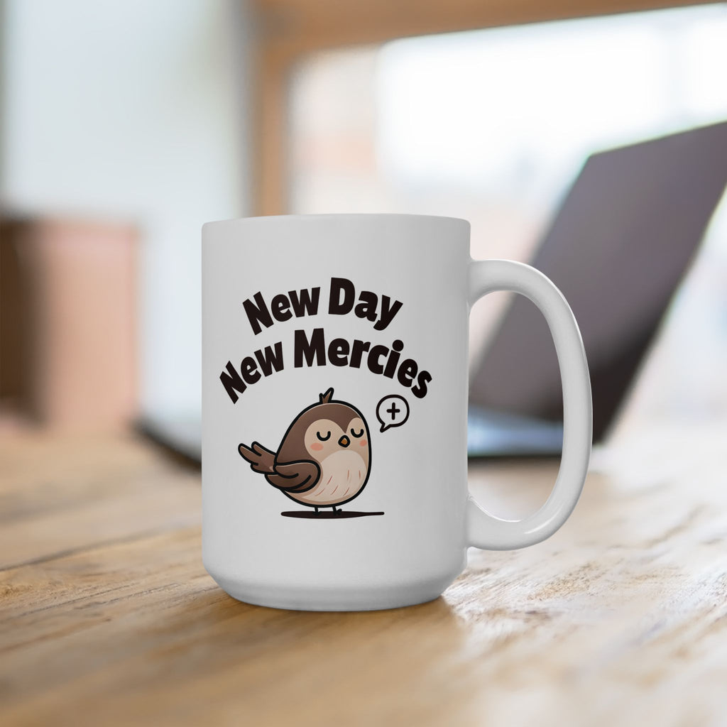 New Day New Mercies Christian Coffee Mug | Glossy Ceramic 11oz & 15oz | Faith Gift