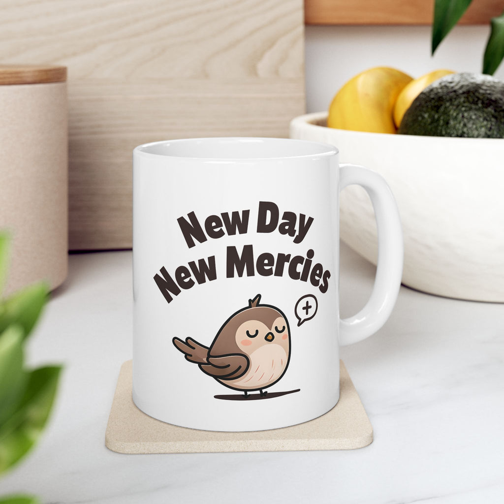 New Day New Mercies Christian Coffee Mug | Glossy Ceramic 11oz & 15oz | Faith Gift