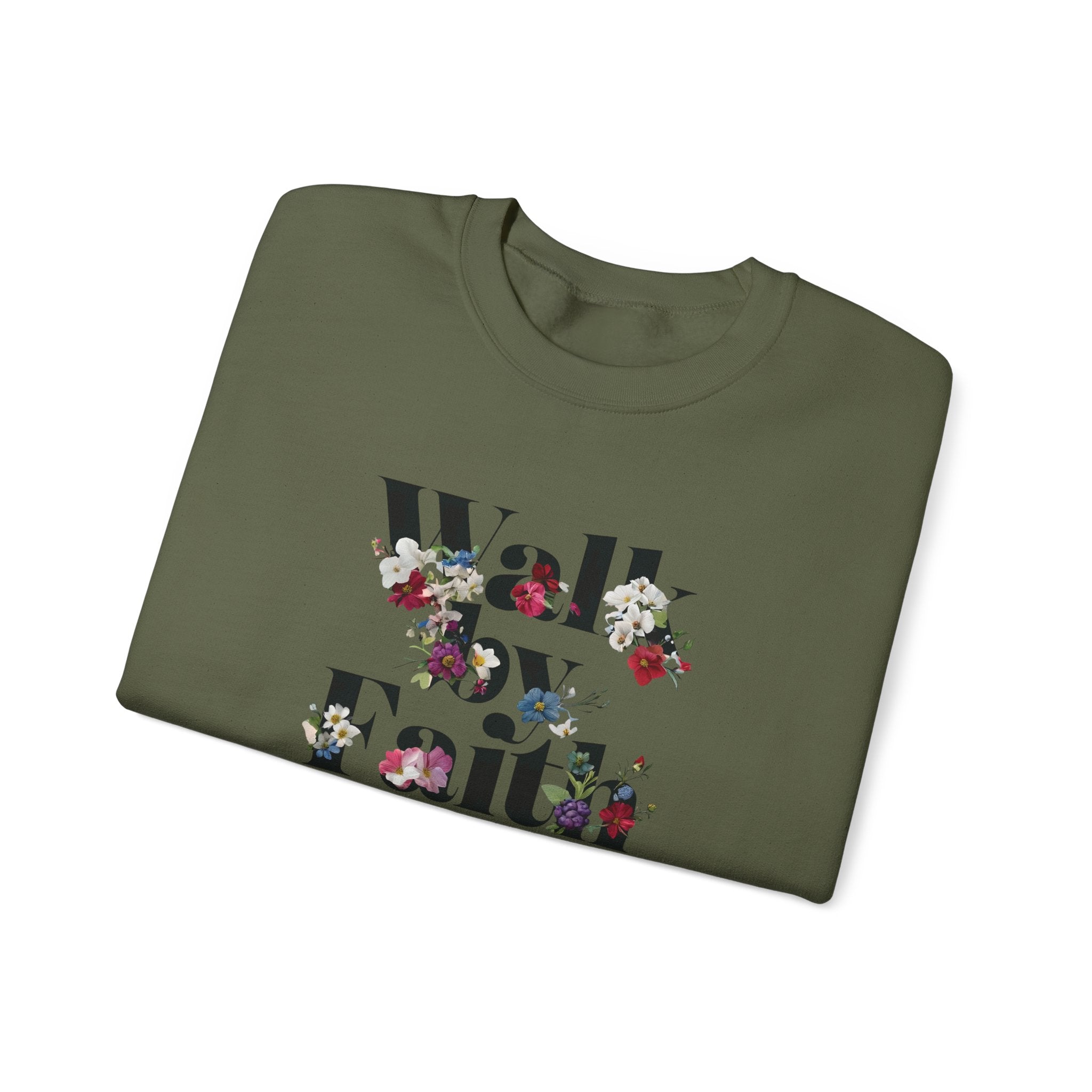 Walk By Faith Floral Gildan Crewneck Unisex Christian Sweatshirt