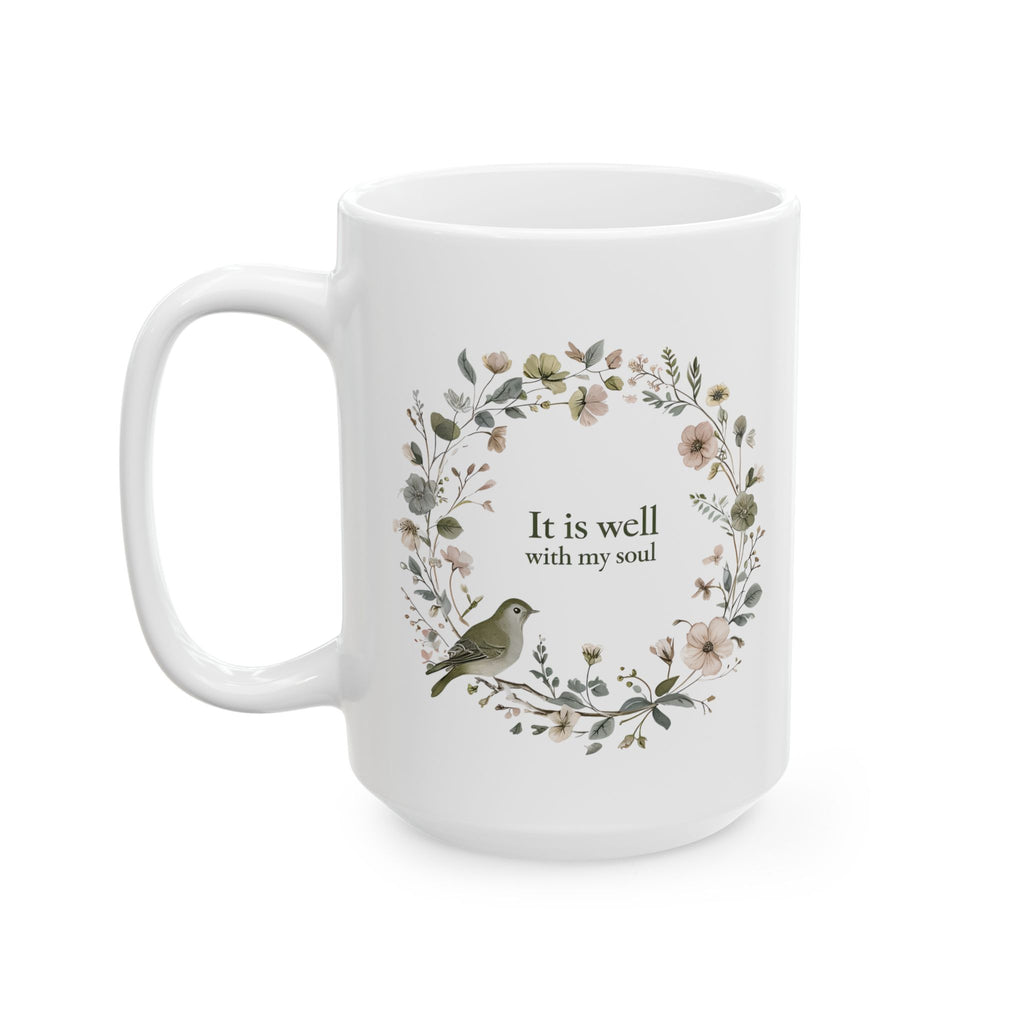It Is Well With My Soul Christian Coffee Mug | Floral | Christian Gift for her