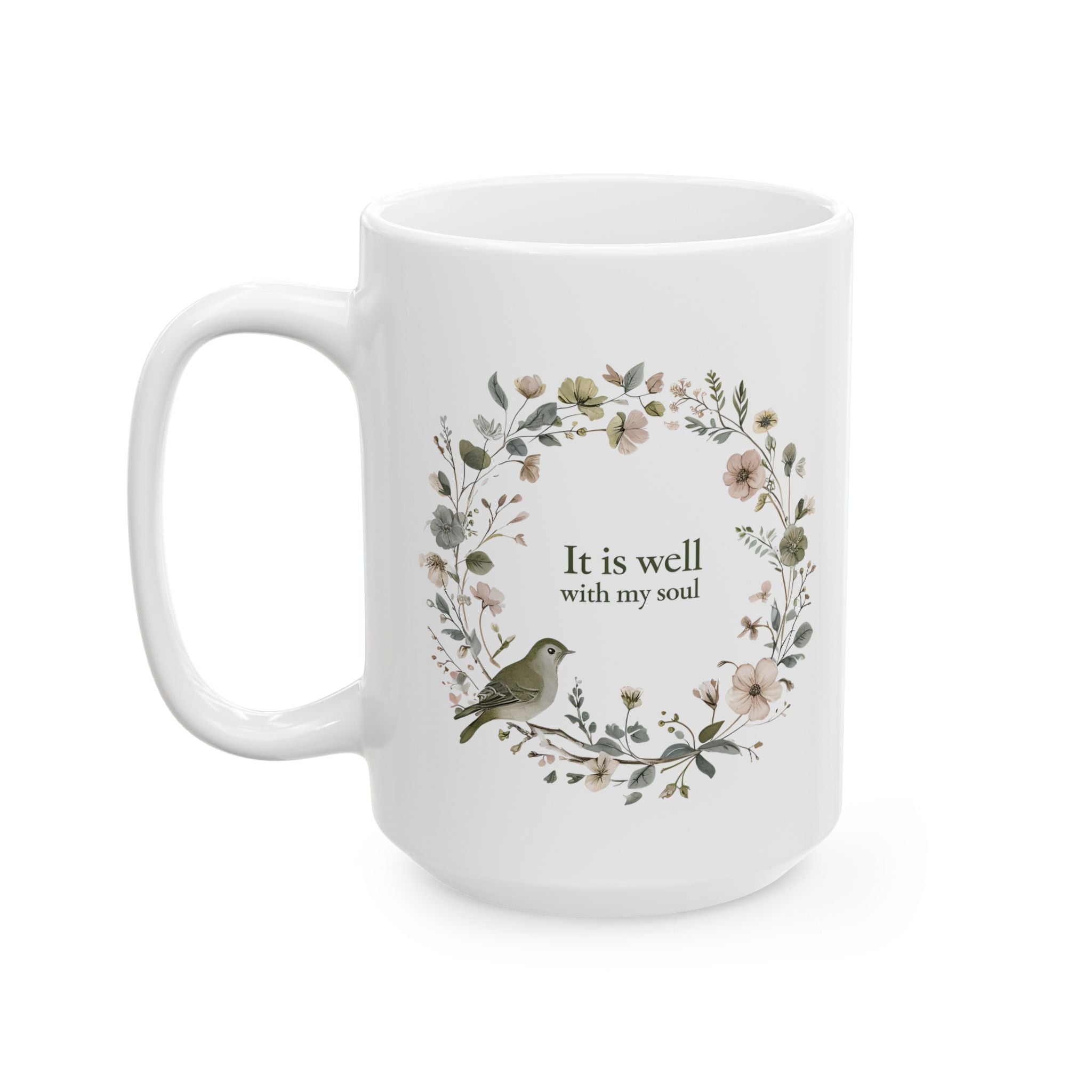 It Is Well With My Soul Christian Coffee Mug | Floral | Christian Gift for her