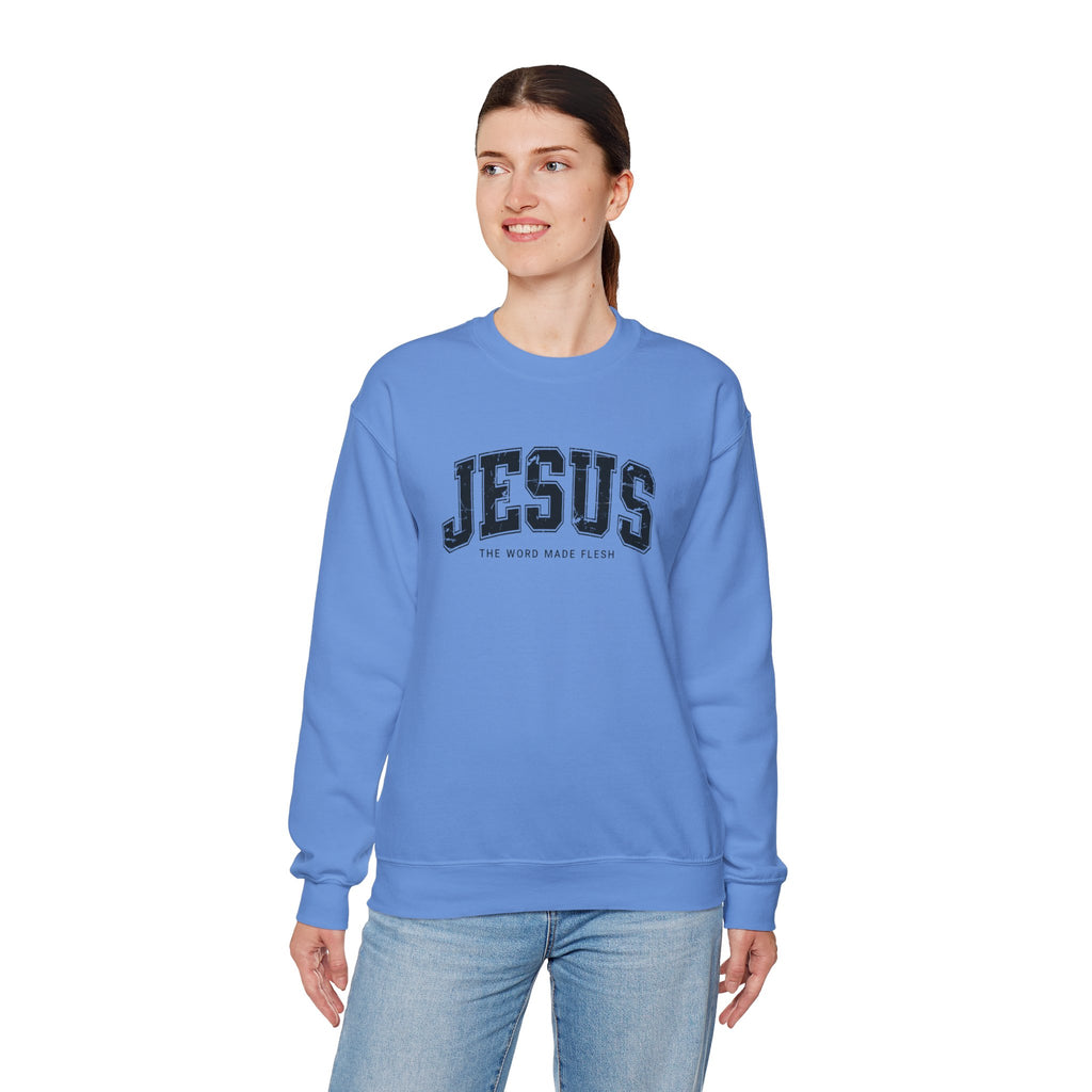 Jesus the Word Made Flesh Gildan Crewneck Sweatshirt | Christian Unisex Sweatshirt | Faith Apparel | Religious Gift