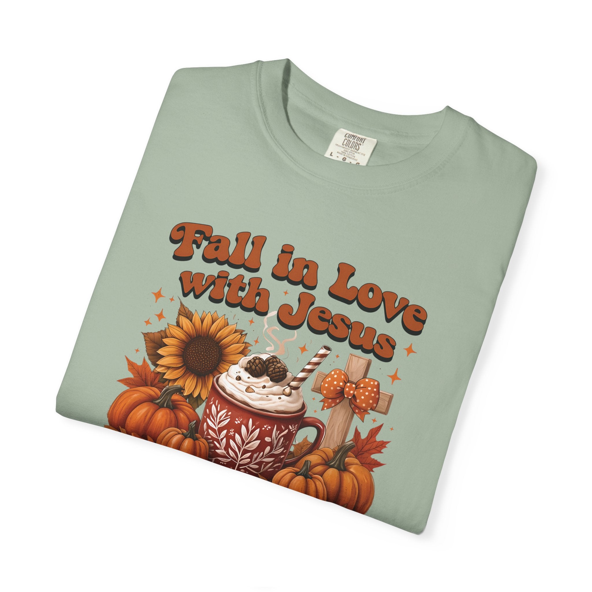 Fall in Love with Jesus Unisex Garment Dyed Comfort Colors T-Shirt | Christian Fall T-Shirt | Faith Based Thanksgiving Tee | Unisex Religious Cotton Top