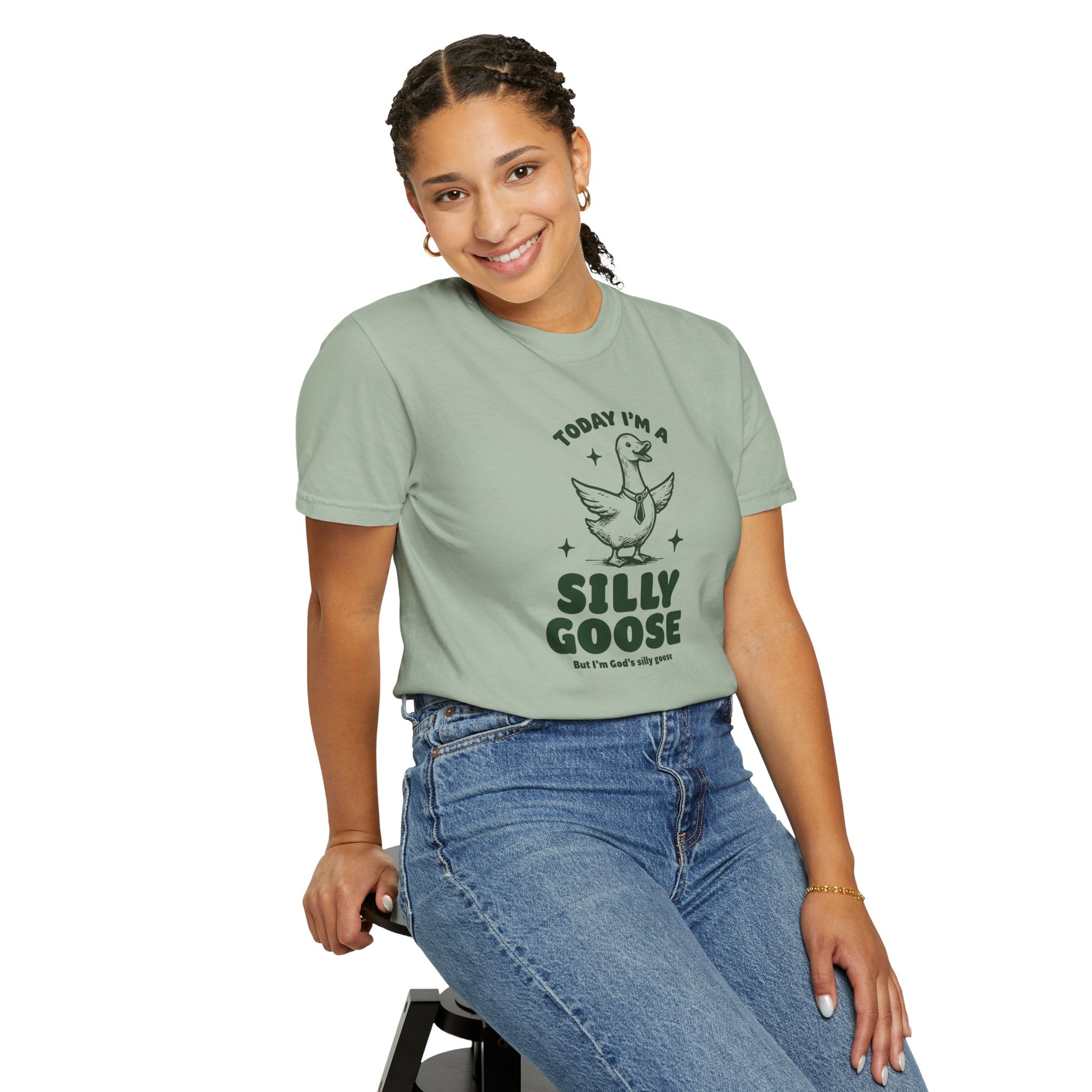 God’s Silly Goose with tie Christian T-Shirt | Graphic Tee | Unisex Garment Dyed Cotton Top S-4XL