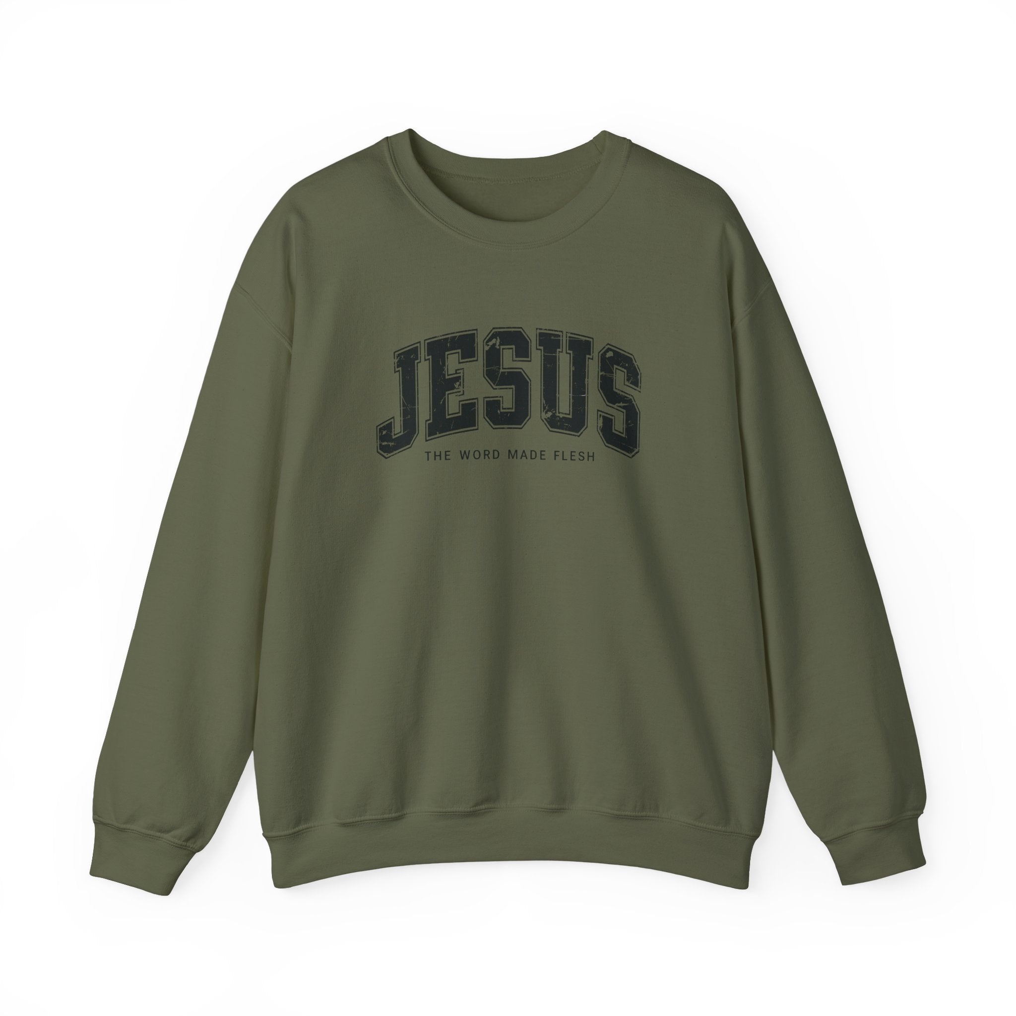 Jesus the Word Made Flesh Gildan Crewneck Sweatshirt | Christian Unisex Sweatshirt | Faith Apparel | Religious Gift