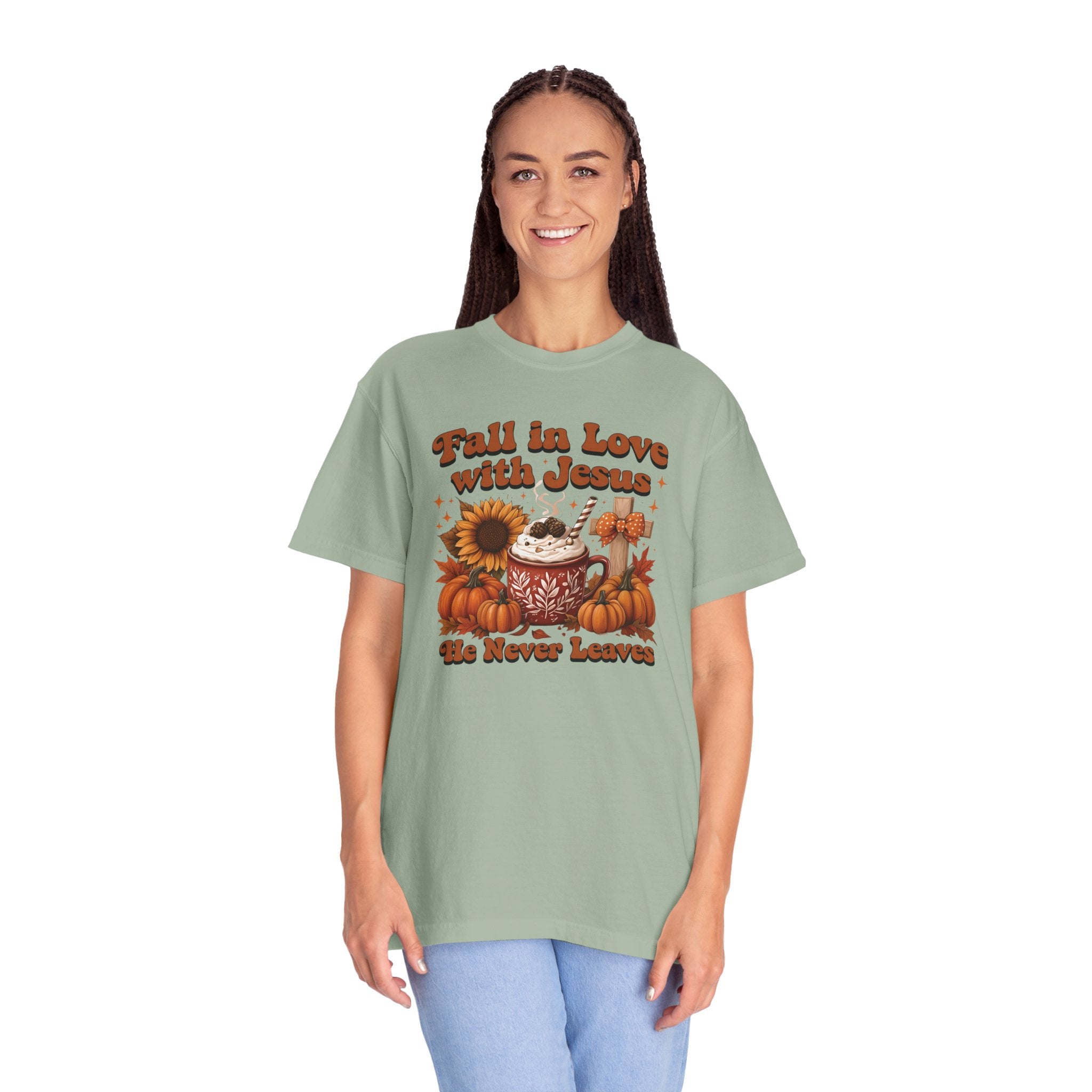 Fall in Love with Jesus Unisex Garment Dyed Comfort Colors T-Shirt | Christian Fall T-Shirt | Faith Based Thanksgiving Tee | Unisex Religious Cotton Top