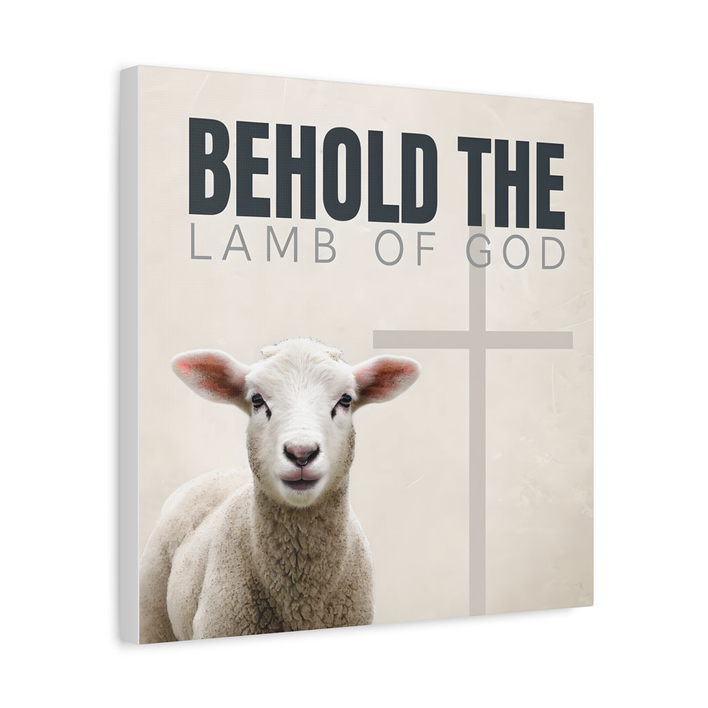 Behold the Lamb of God Canvas – Christian Wall Art with Lamb & Cross Design (Multiple Sizes)