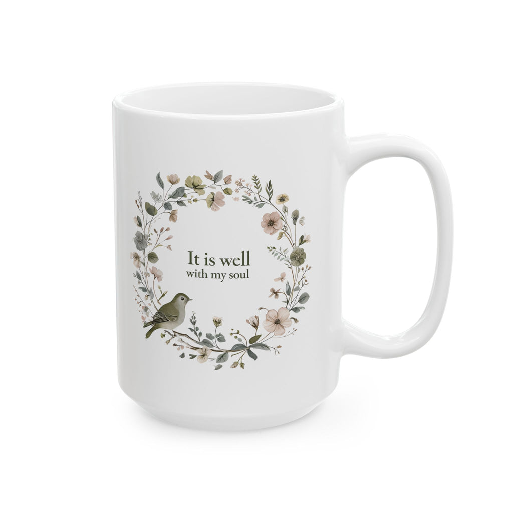 It Is Well With My Soul Christian Coffee Mug | Floral | Christian Gift for her