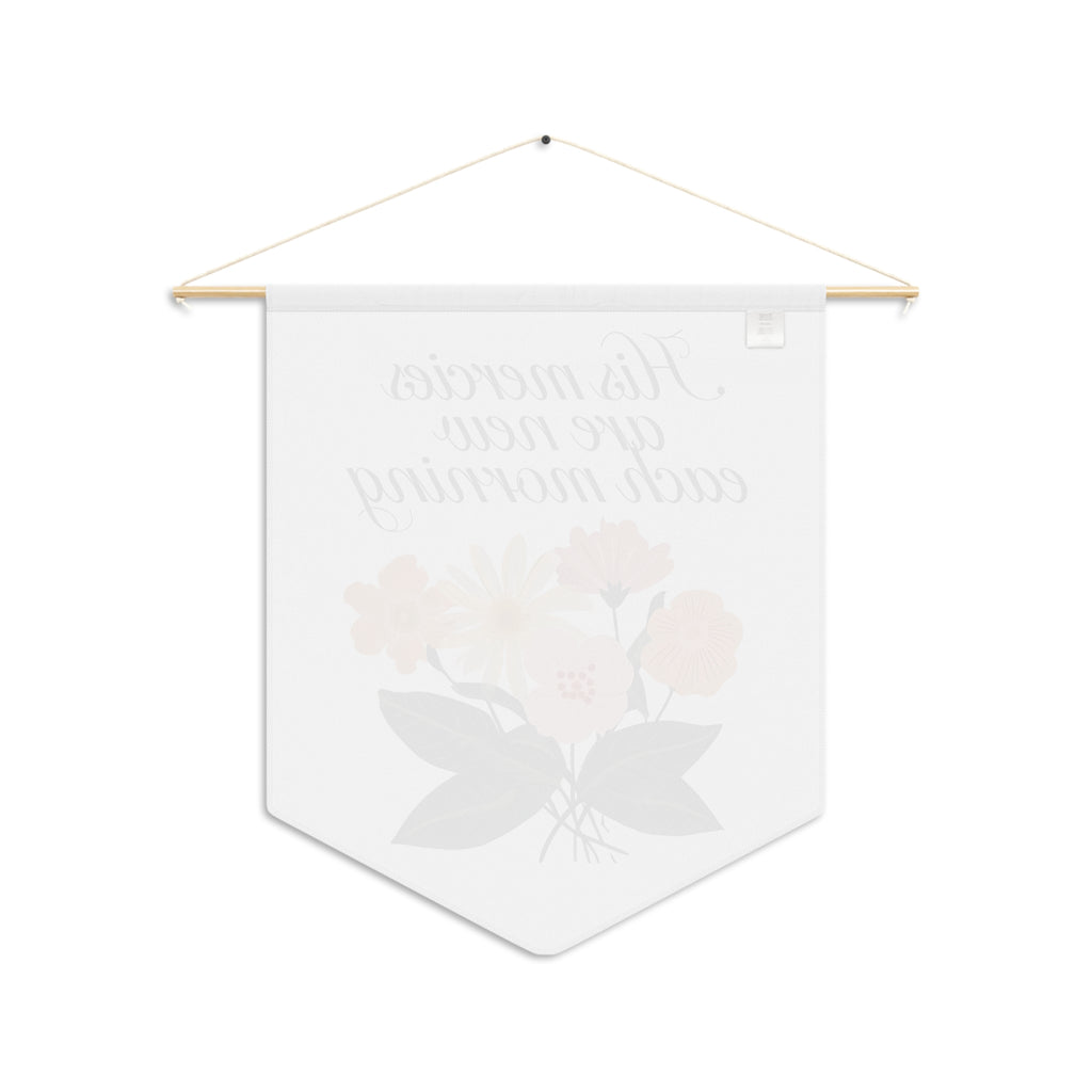 Christian Home Decor Pennant – Inspirational Wall Hanging with Floral Design – Uplifting Gift for Home or Office