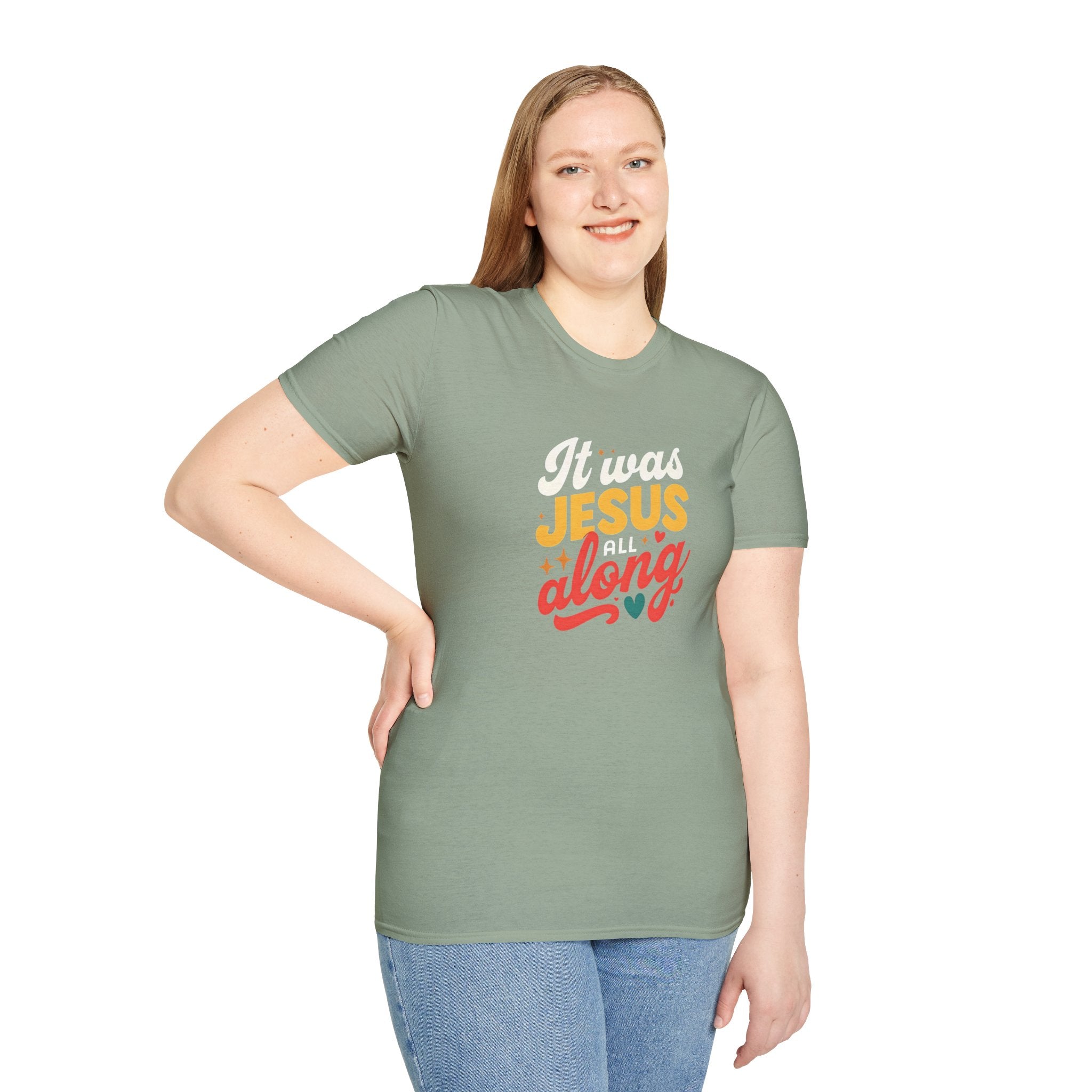 It Was Jesus All Along Gildan T-Shirt – Christian Faith Graphic Tee – Unisex Religious Shirt – Inspirational Jesus Quote – Gift for Believers