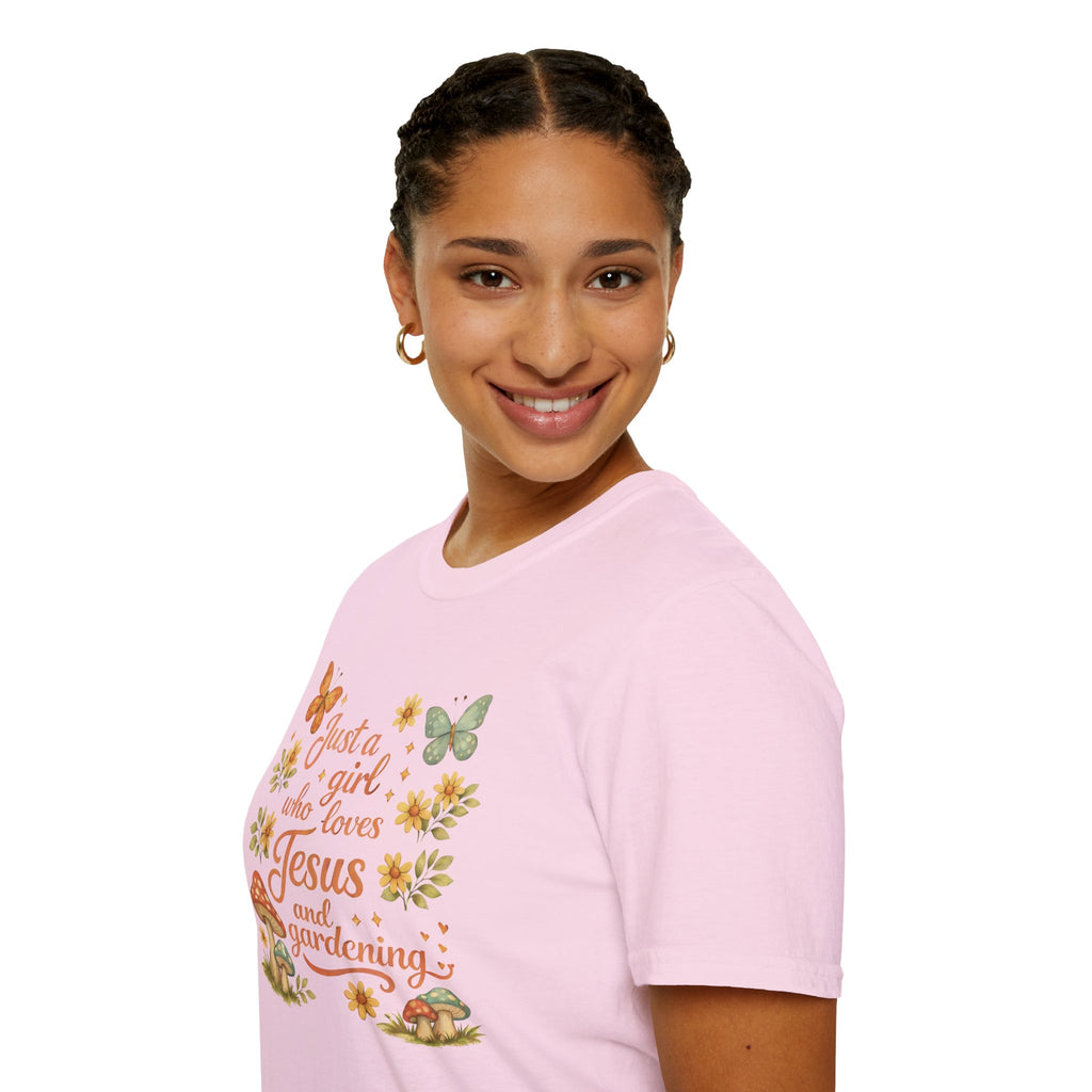 Just A Girl Who Loves Jesus and Gardening Gildan Unisex Tshirt | Christian Gardening T-Shirt | Faith Shirt | Cotton Tee