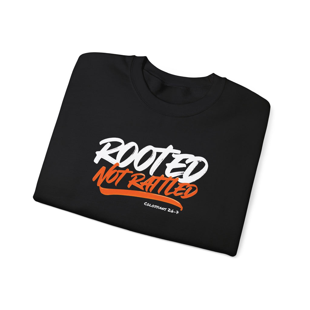 Rooted Not Rattled Gildan Christian Sweatshirt | Unisex Crewneck Pullover | Christian Gift