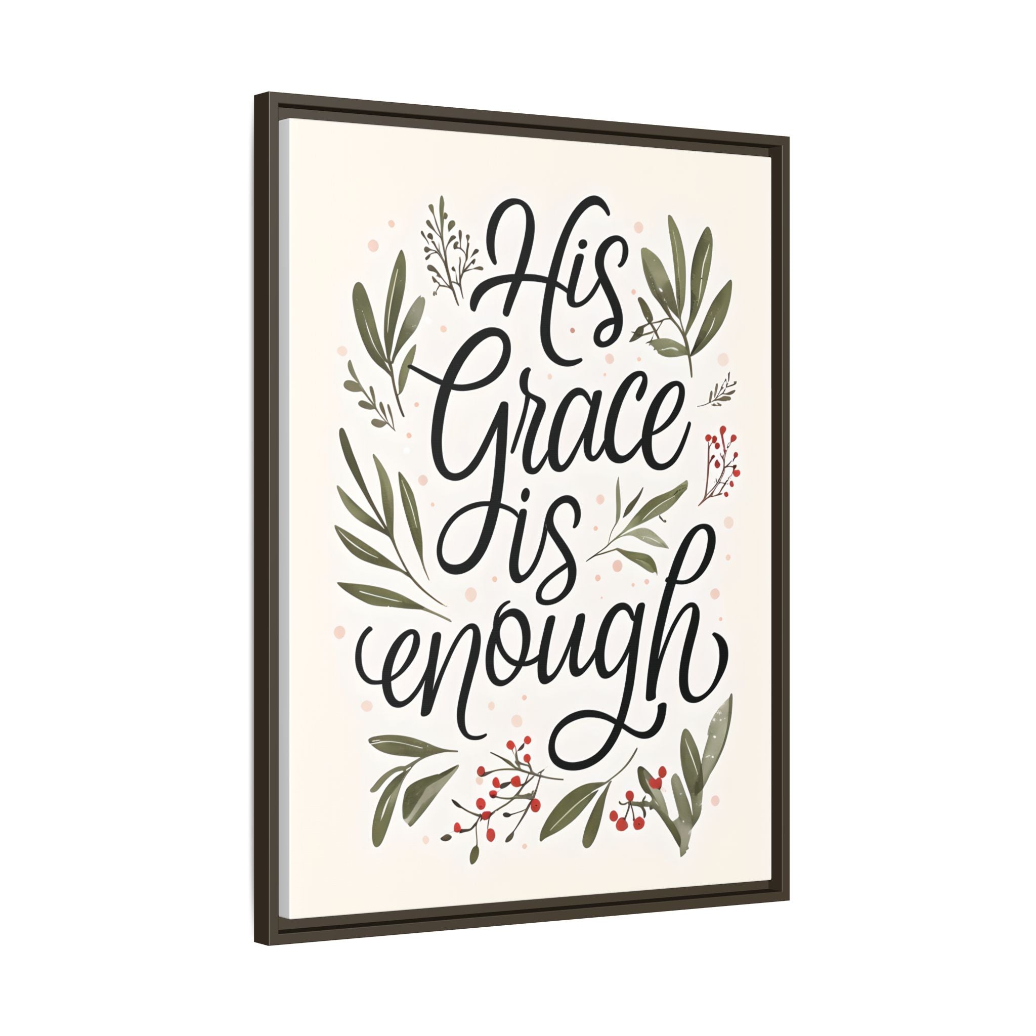 His Grace is Enough Floral Scripture Framed Matte Canvas | Modern Faith Home Decor