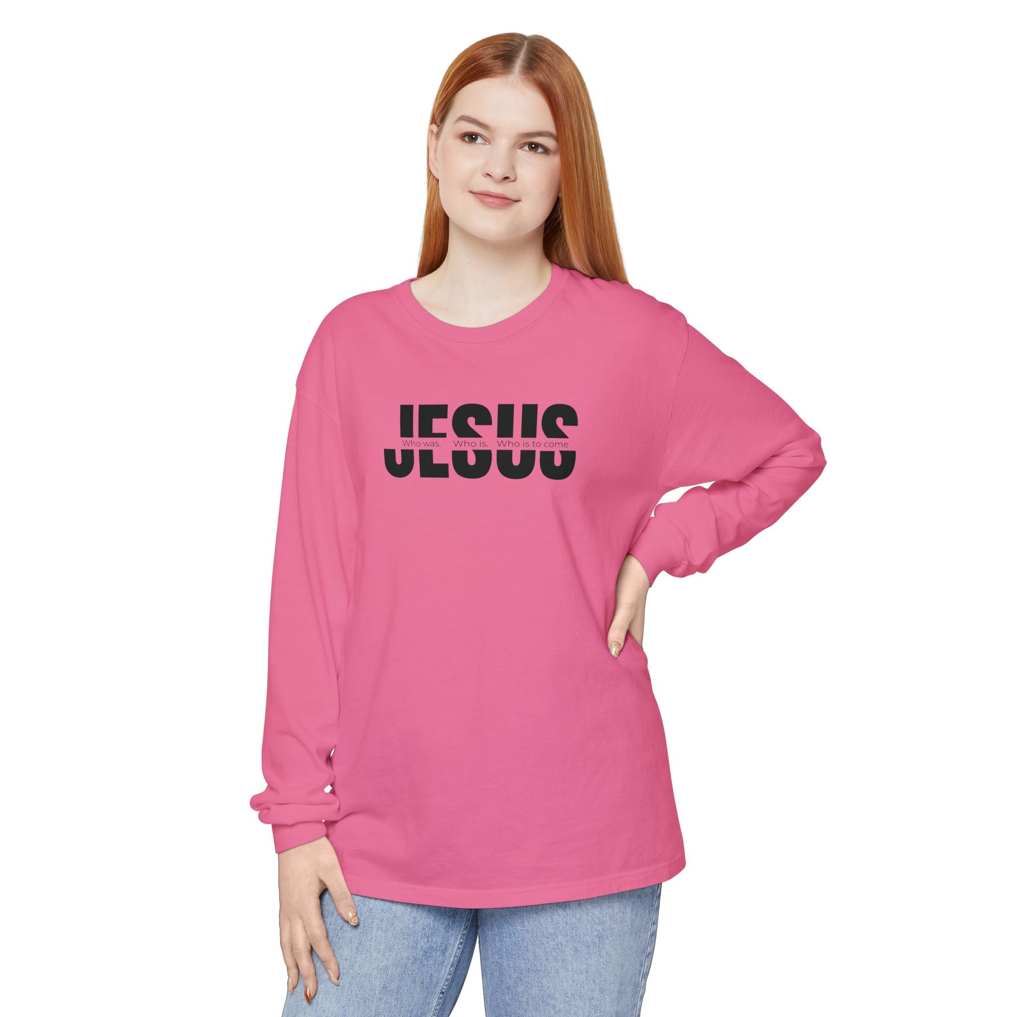 Jesus Comfort Colors Christian Long Sleeve Shirt | Faith Graphic Tee | Garment Dyed Cotton