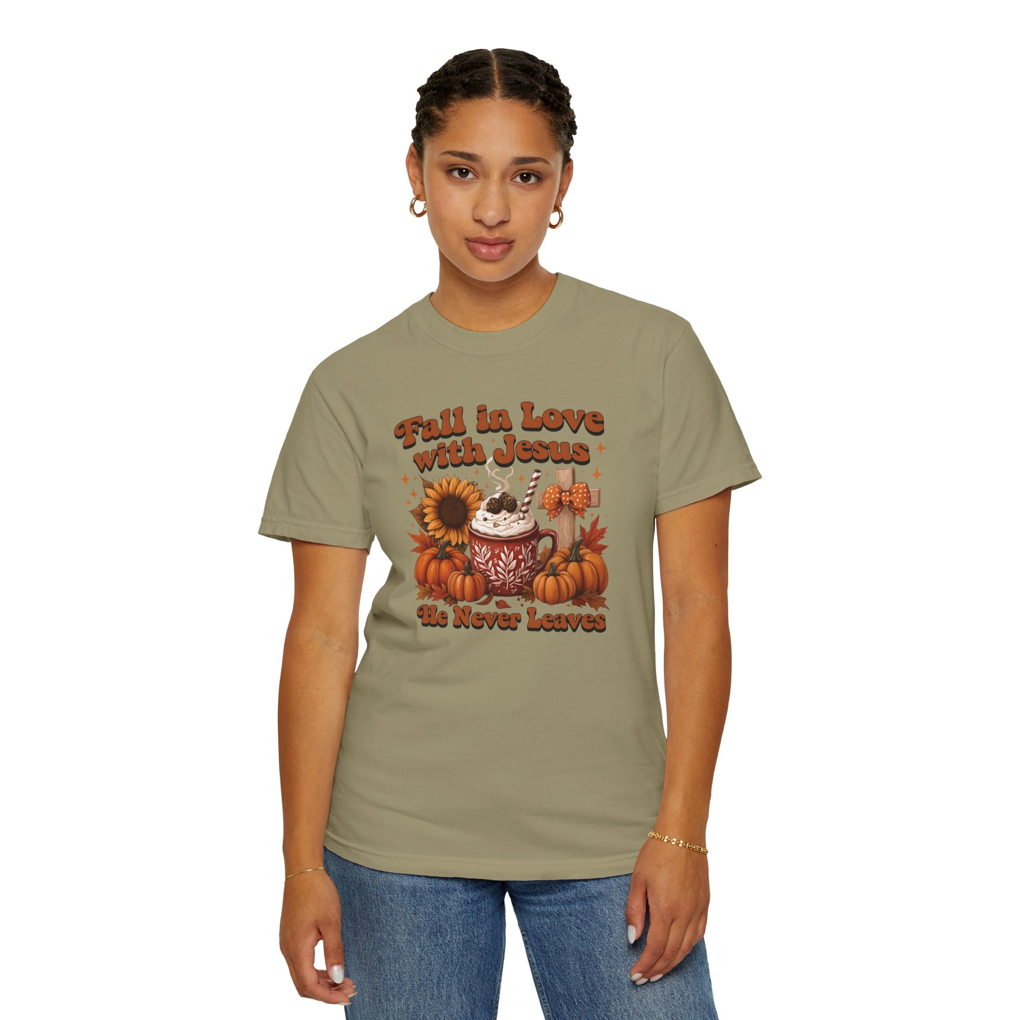 Fall in Love with Jesus Unisex Garment Dyed Comfort Colors T-Shirt | Christian Fall T-Shirt | Faith Based Thanksgiving Tee | Unisex Religious Cotton Top