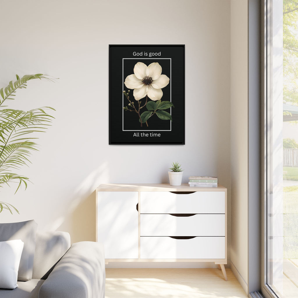 God is Good All The Time Christian Framed Matte Canvas Wall Art | Faith Inspirational Home Decor