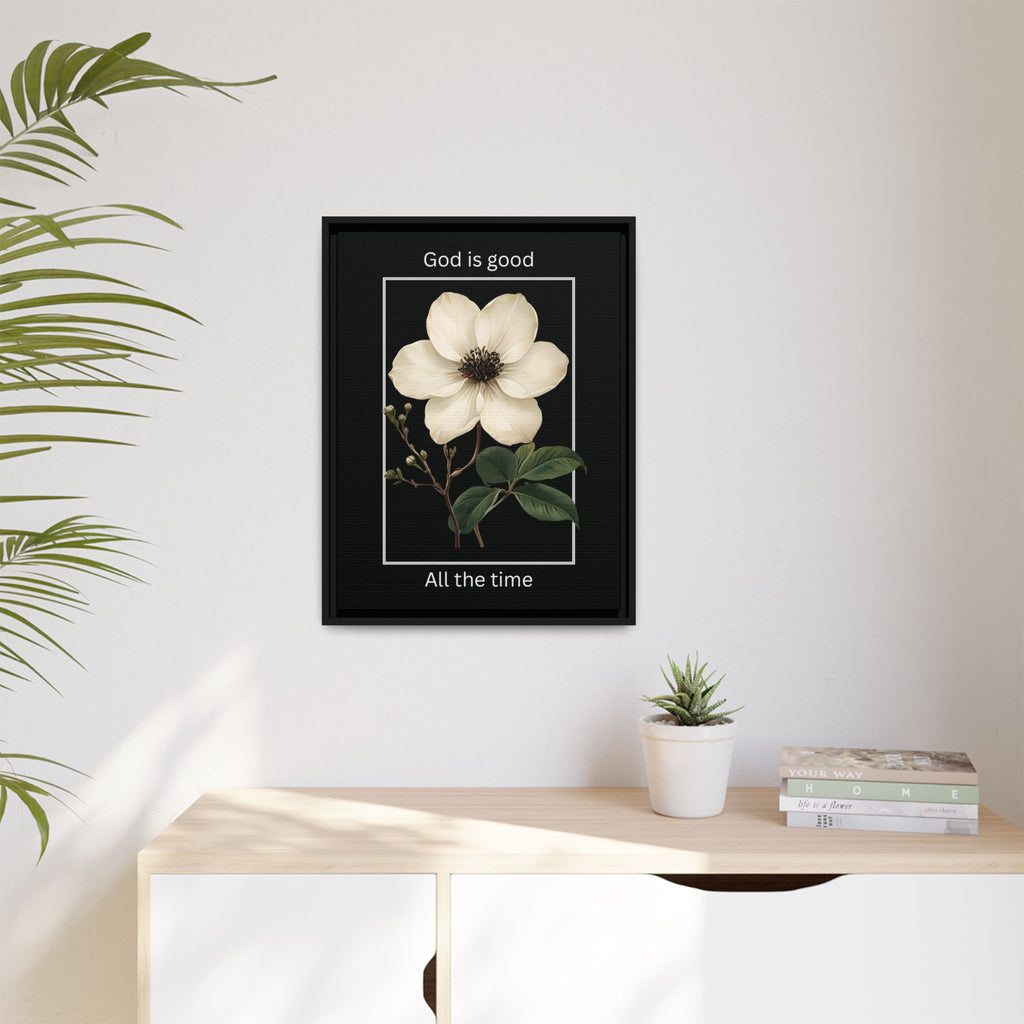 God is Good All The Time Christian Framed Matte Canvas Wall Art | Faith Inspirational Home Decor
