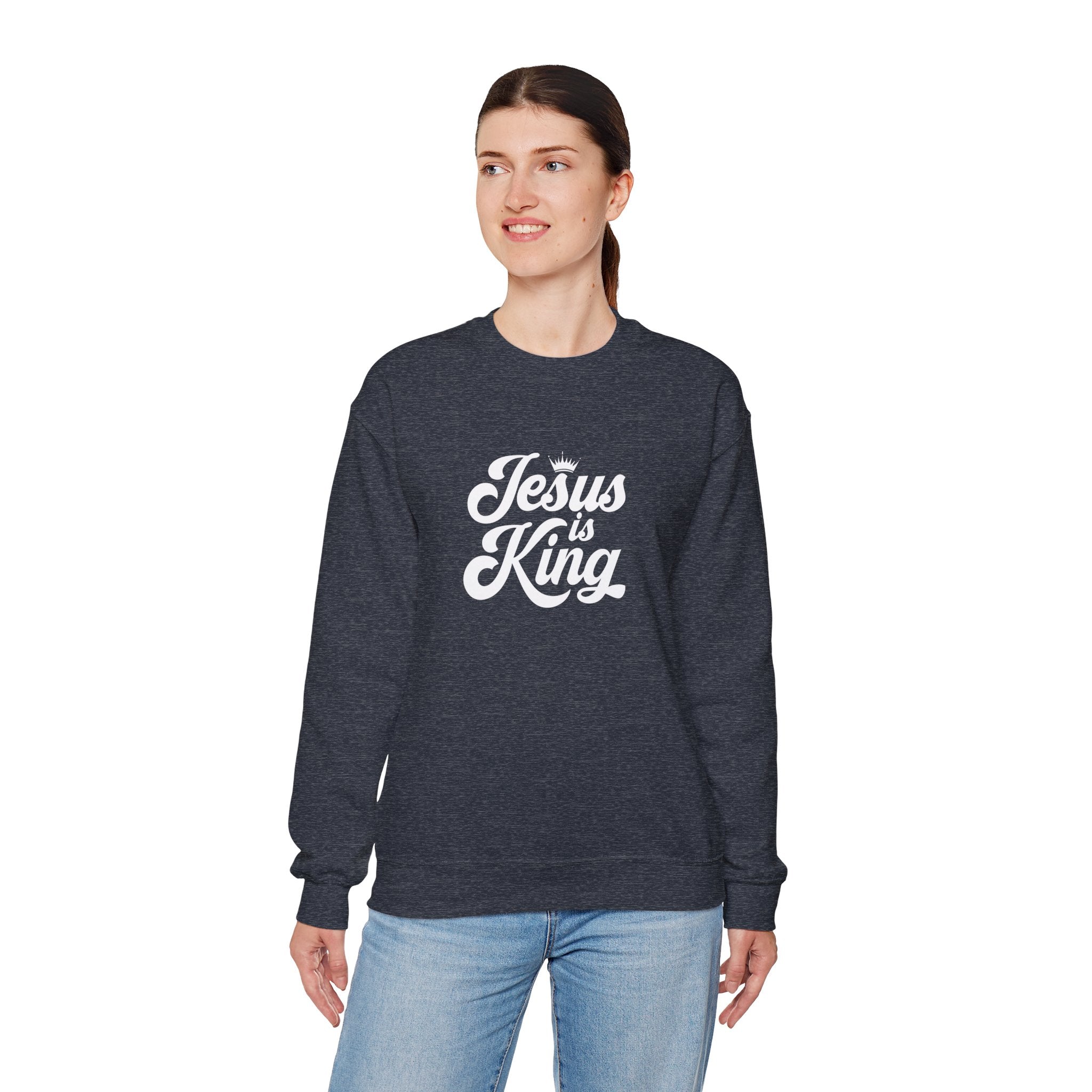 Jesus Is King Christian Gildan Unisex Crewneck Sweatshirt | Faith Apparel |  Religious Gift