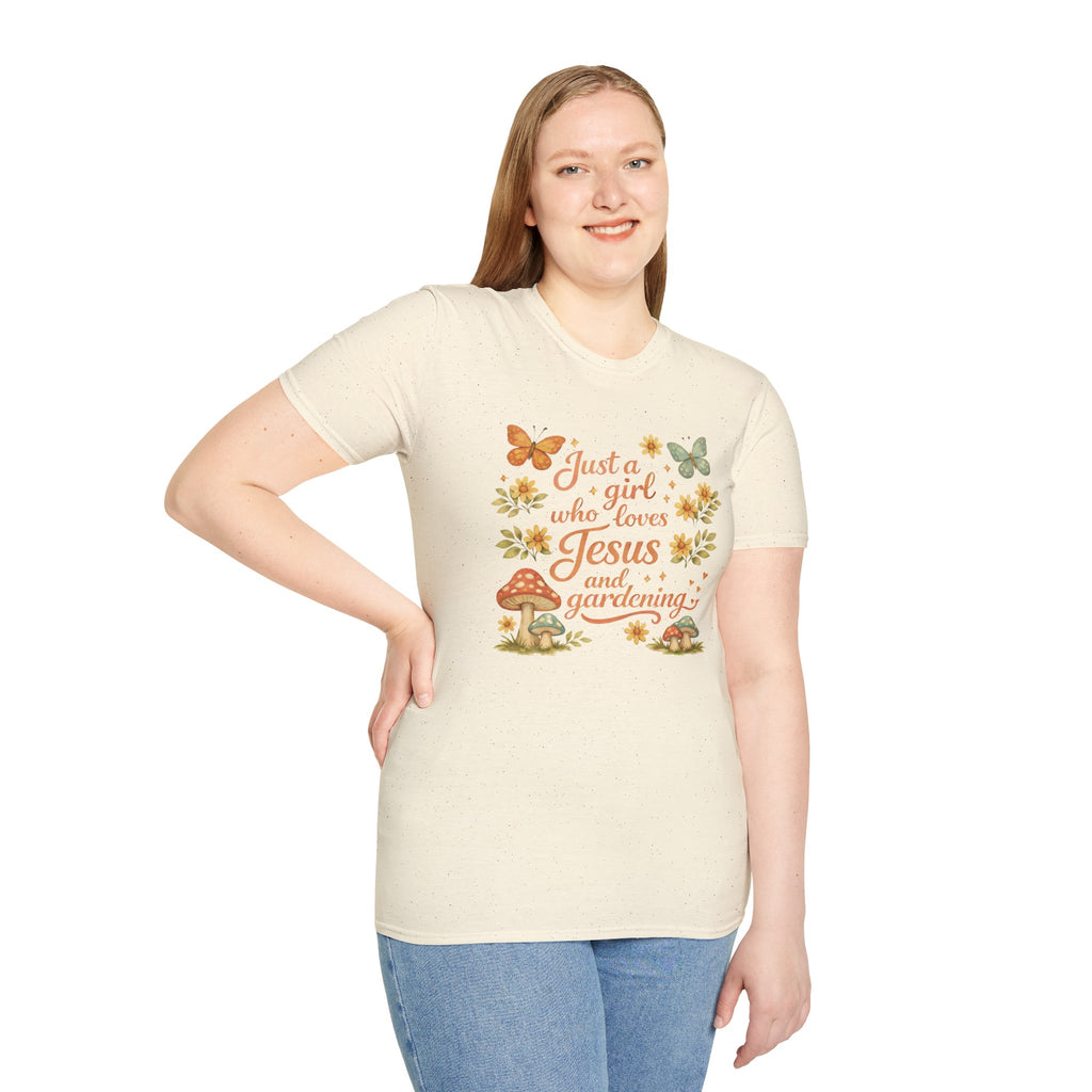 Just A Girl Who Loves Jesus and Gardening Gildan Unisex Tshirt | Christian Gardening T-Shirt | Faith Shirt | Cotton Tee