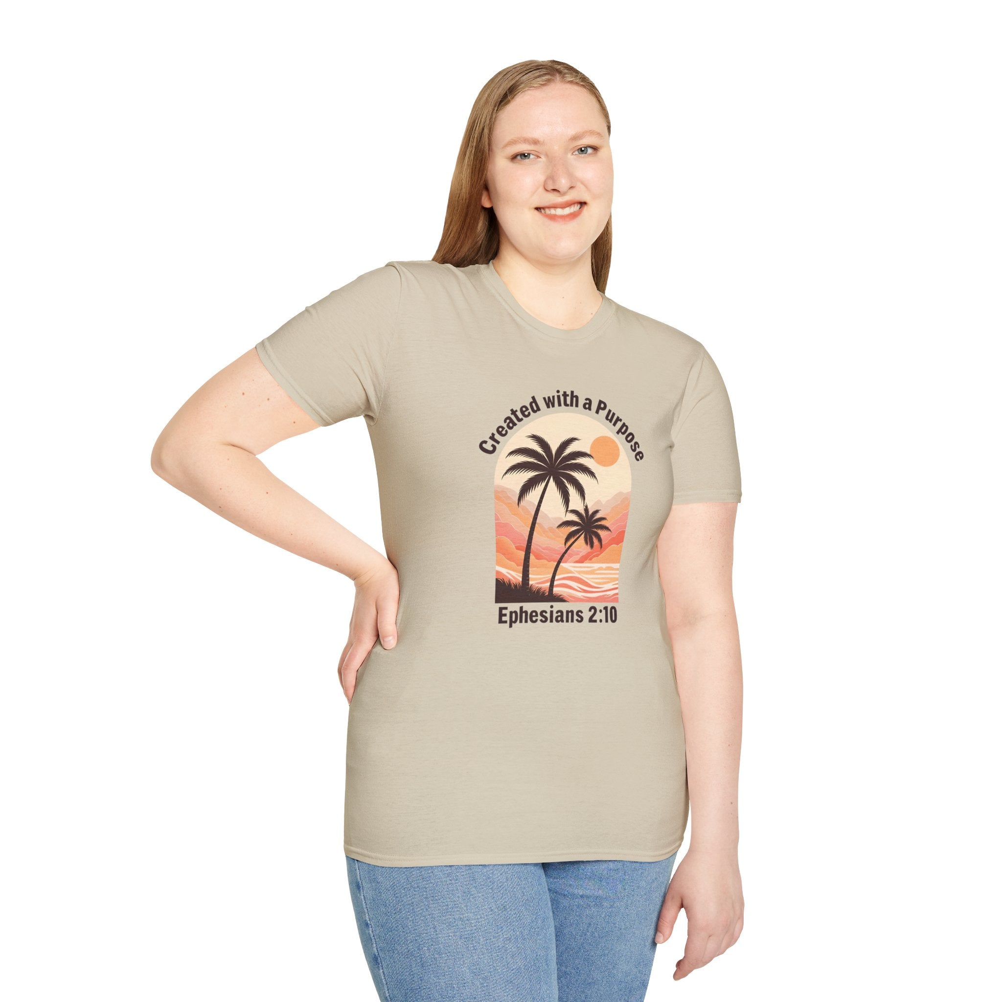 Created With A Purpose Ephesians 2:10 | Gilden Unisex T-shirt | Faith-Based Summer Tee