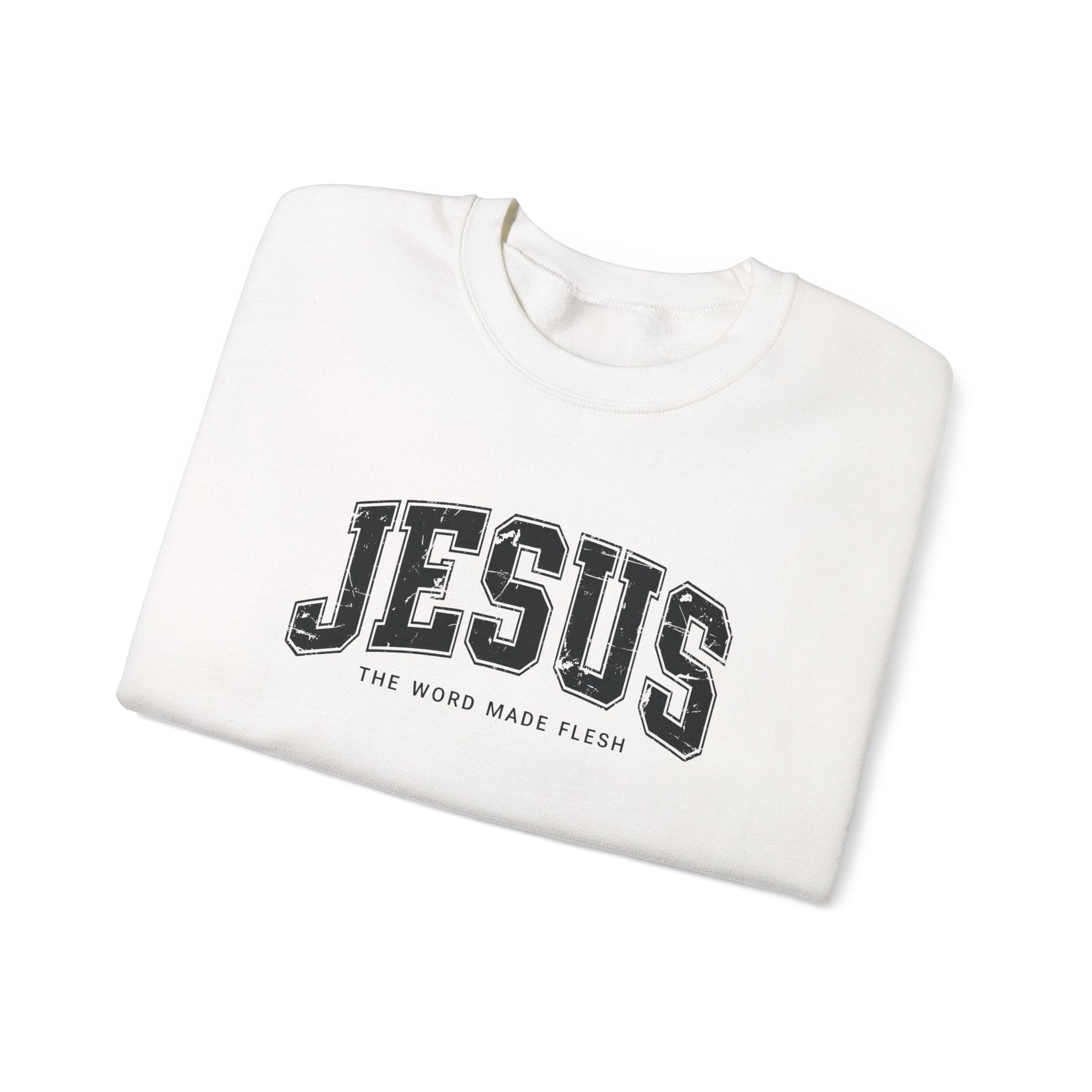 Jesus the Word Made Flesh Gildan Crewneck Sweatshirt | Christian Unisex Sweatshirt | Faith Apparel | Religious Gift