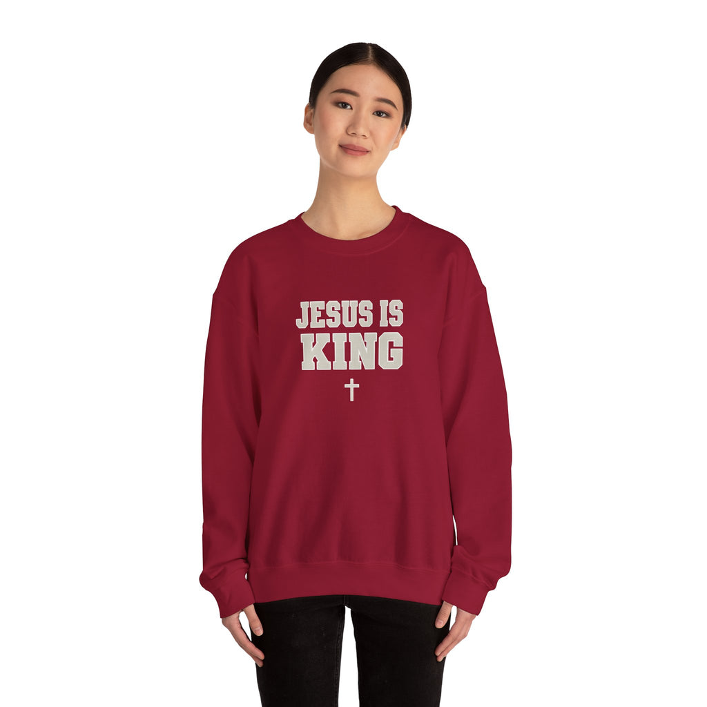 Jesus is King Gildan Unisex Crewneck Sweatshirt | Christian Apparel | Inspirational Gift | Cozy Everyday Wear
