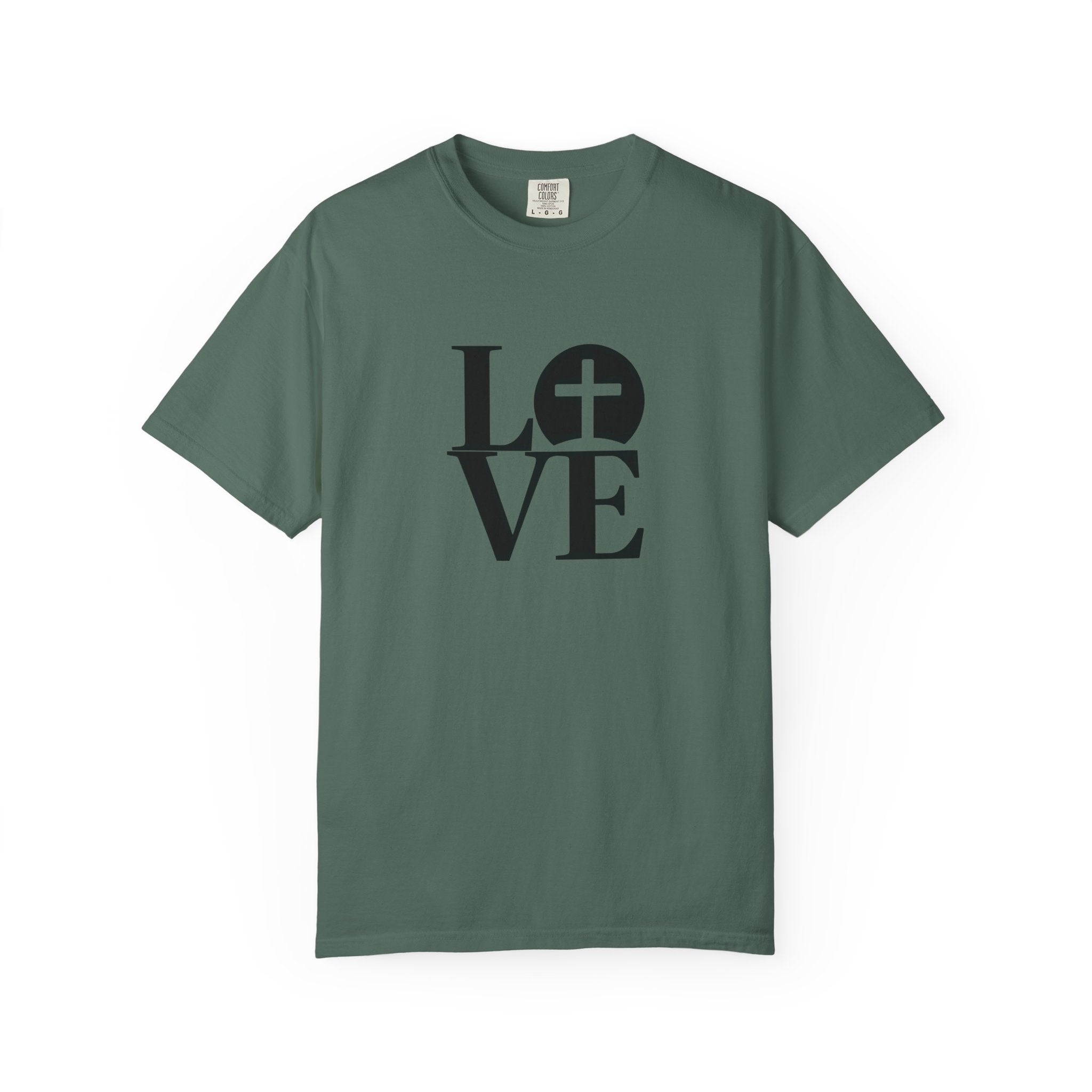 LOVE Cross Christian T-Shirt | Comfort Colors Faith-Based Unisex Tee (S–4XL) | Jesus is Love Shirt