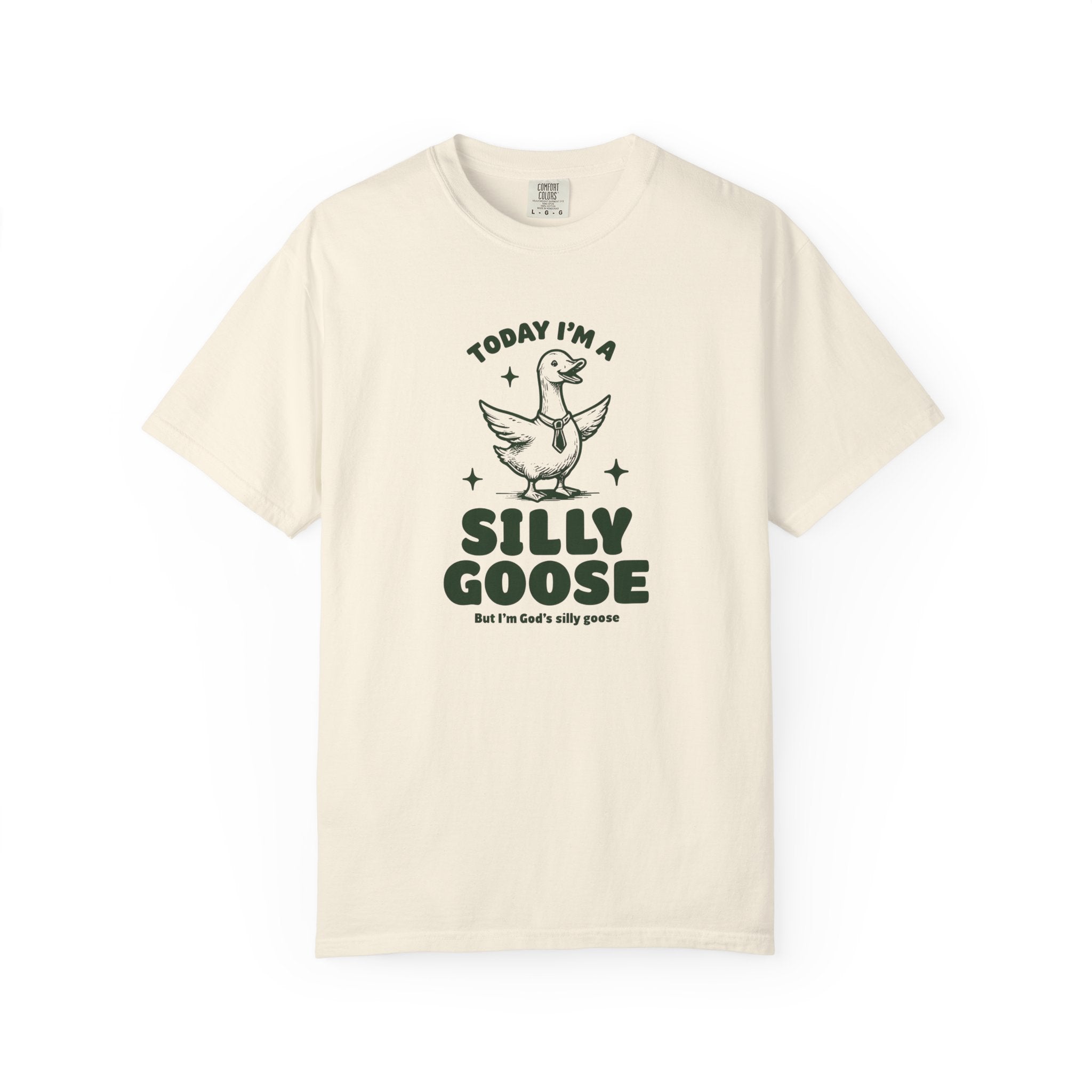 God’s Silly Goose with tie Christian T-Shirt | Graphic Tee | Unisex Garment Dyed Cotton Top S-4XL