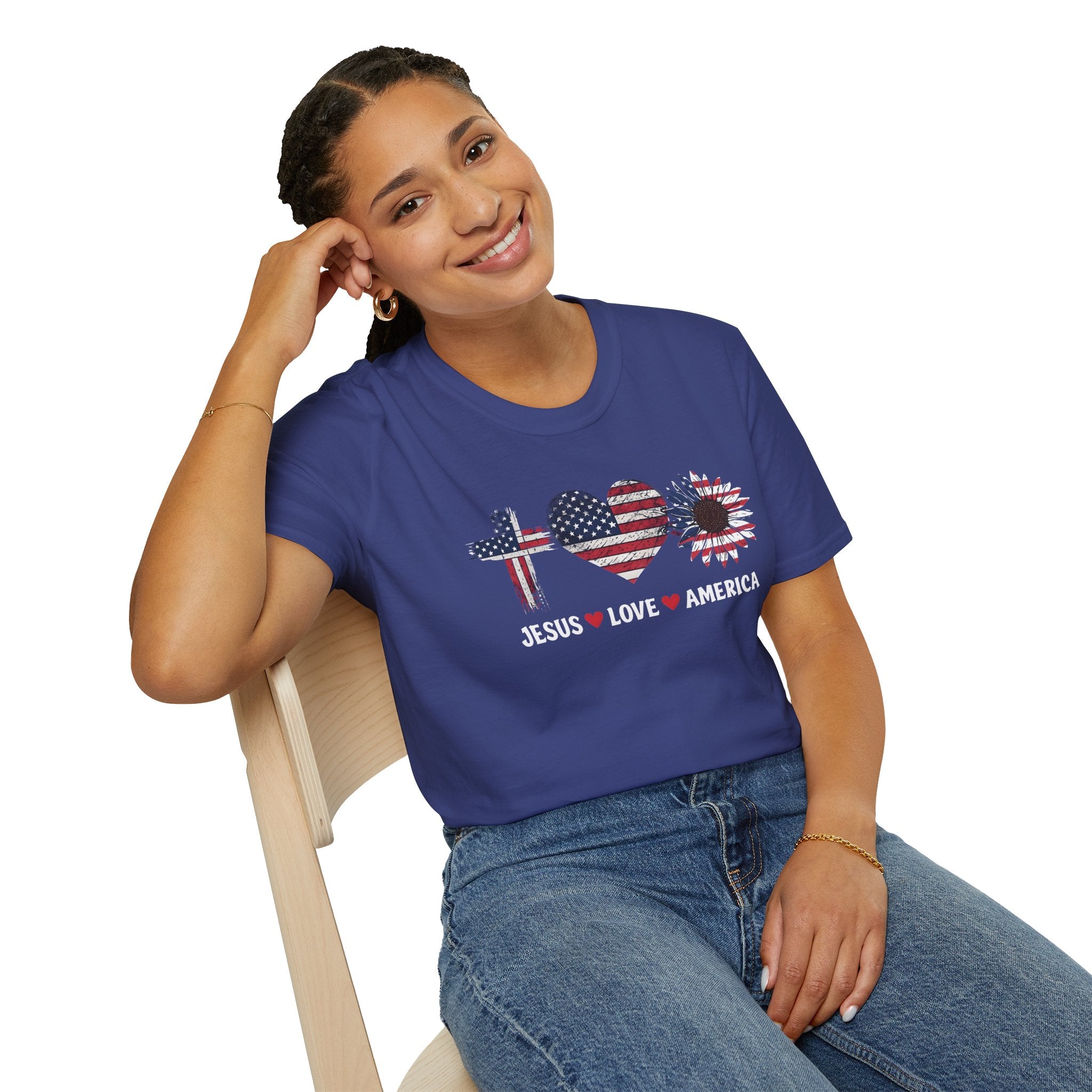 Jesus Love America Shirt | Patriotic Christian T-Shirt | Faith Based 4th of July Outfit
