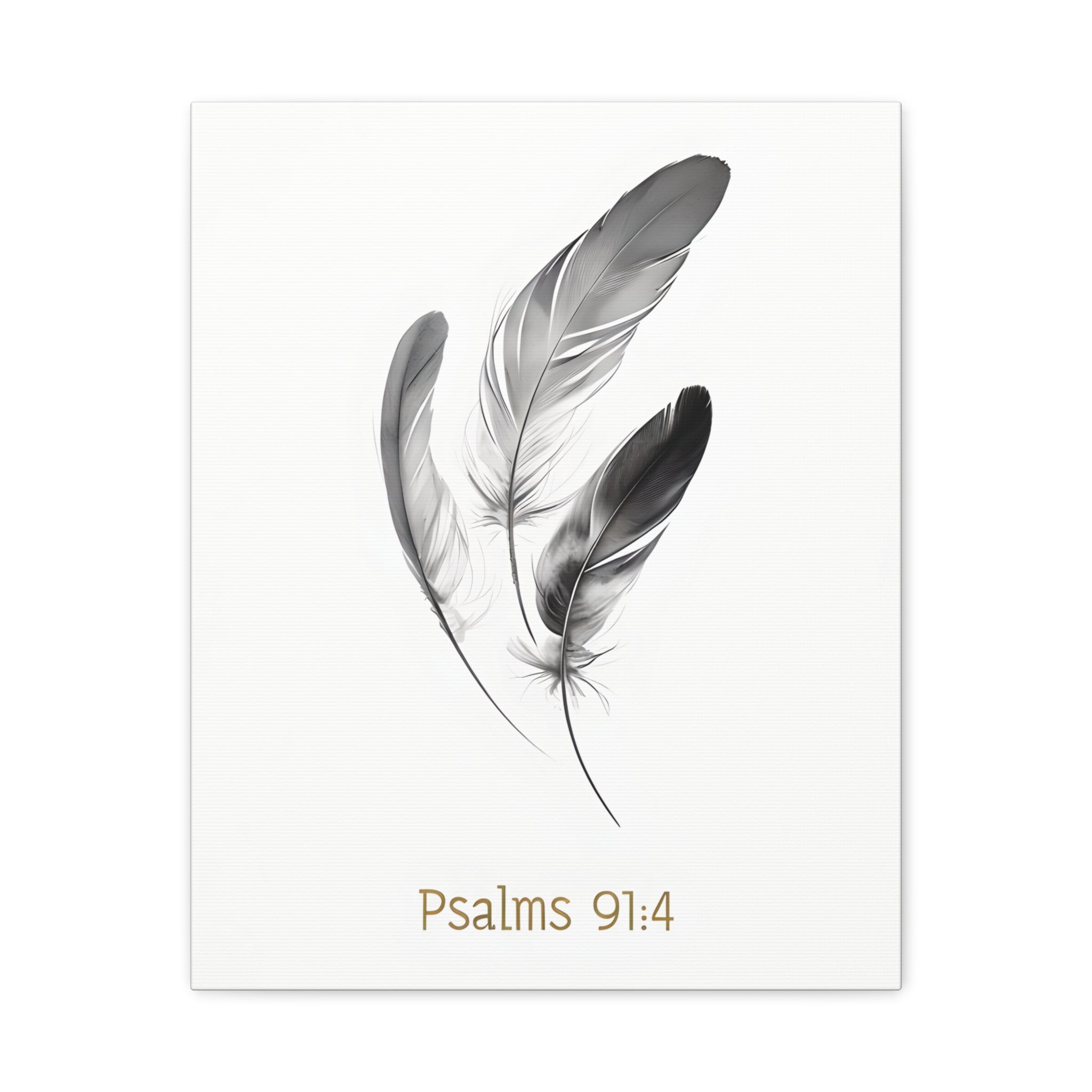 Psalm 91:4 Feather Canvas Wall Art – Christian Scripture Home Decor – Bible Verse Matte Canvas Print