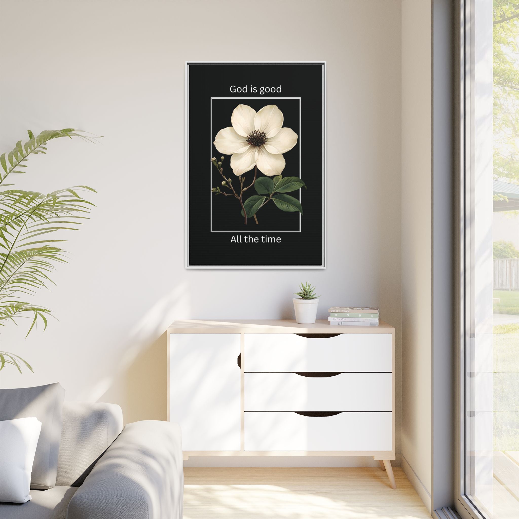 God is Good All The Time Christian Framed Matte Canvas Wall Art | Faith Inspirational Home Decor