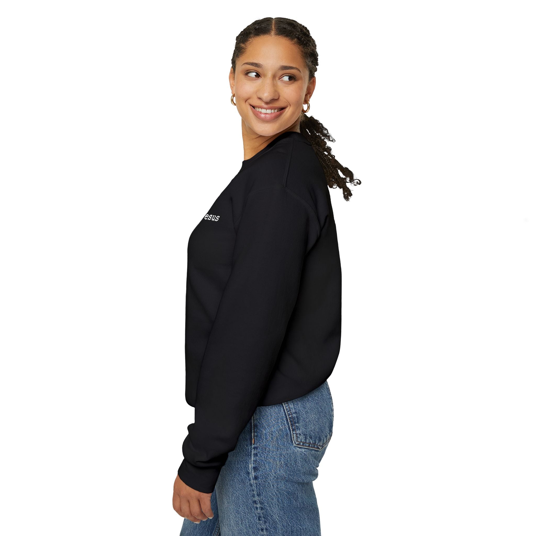 Embroidered Jesus + Coffee Gildan Unisex Heavy Blend Crewneck Sweatshirt | Cozy Christian Pullover Gift for Adults