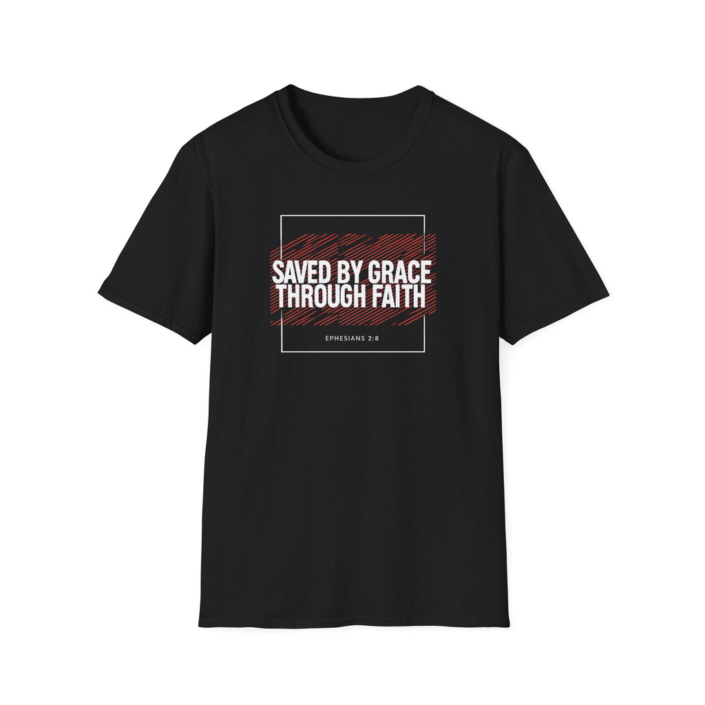 Saved by Grace Through Faith Gildan T-Shirt – Ephesians 2:8 Scripture Tee – Unisex Gilden Christian Shirt