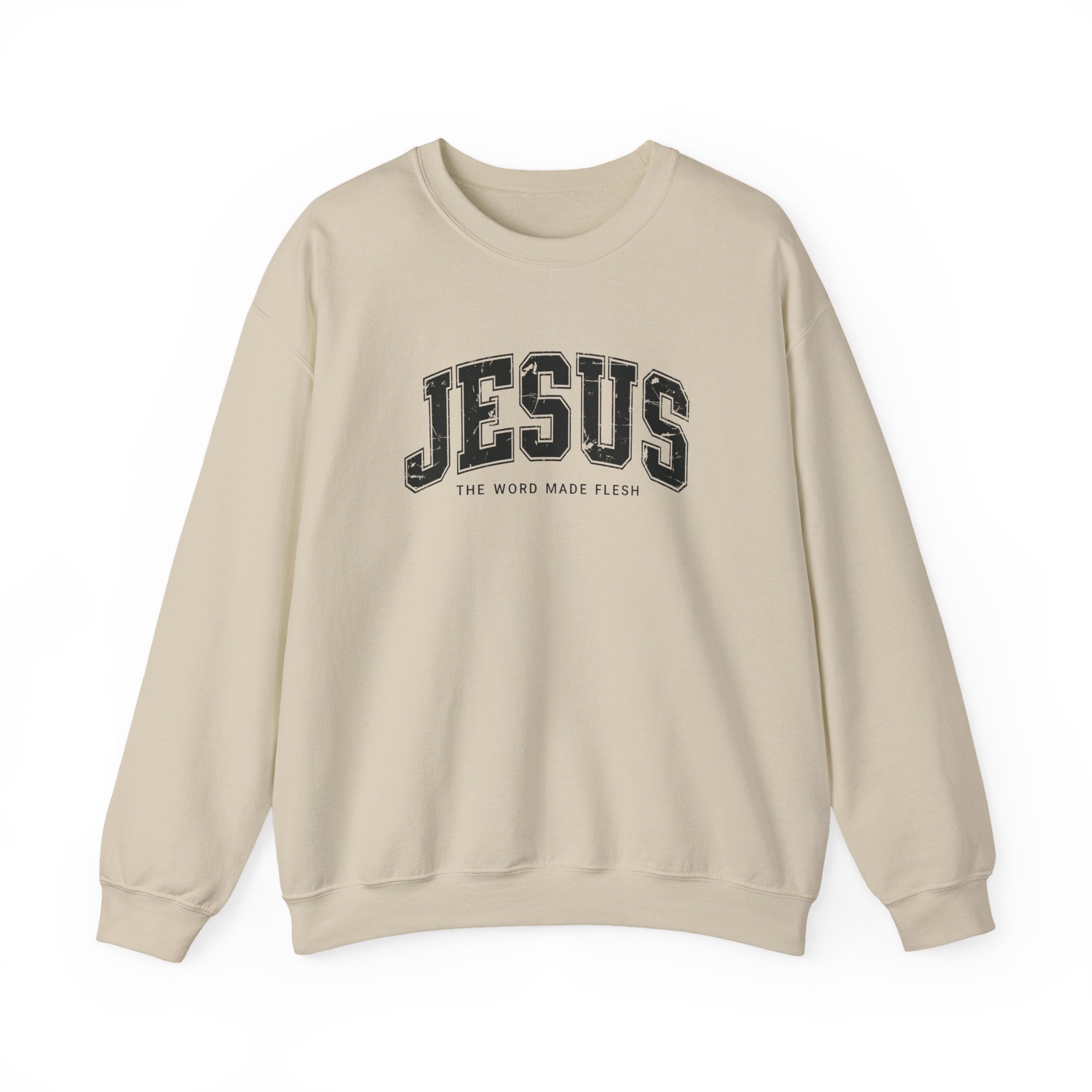 Jesus the Word Made Flesh Gildan Crewneck Sweatshirt | Christian Unisex Sweatshirt | Faith Apparel | Religious Gift