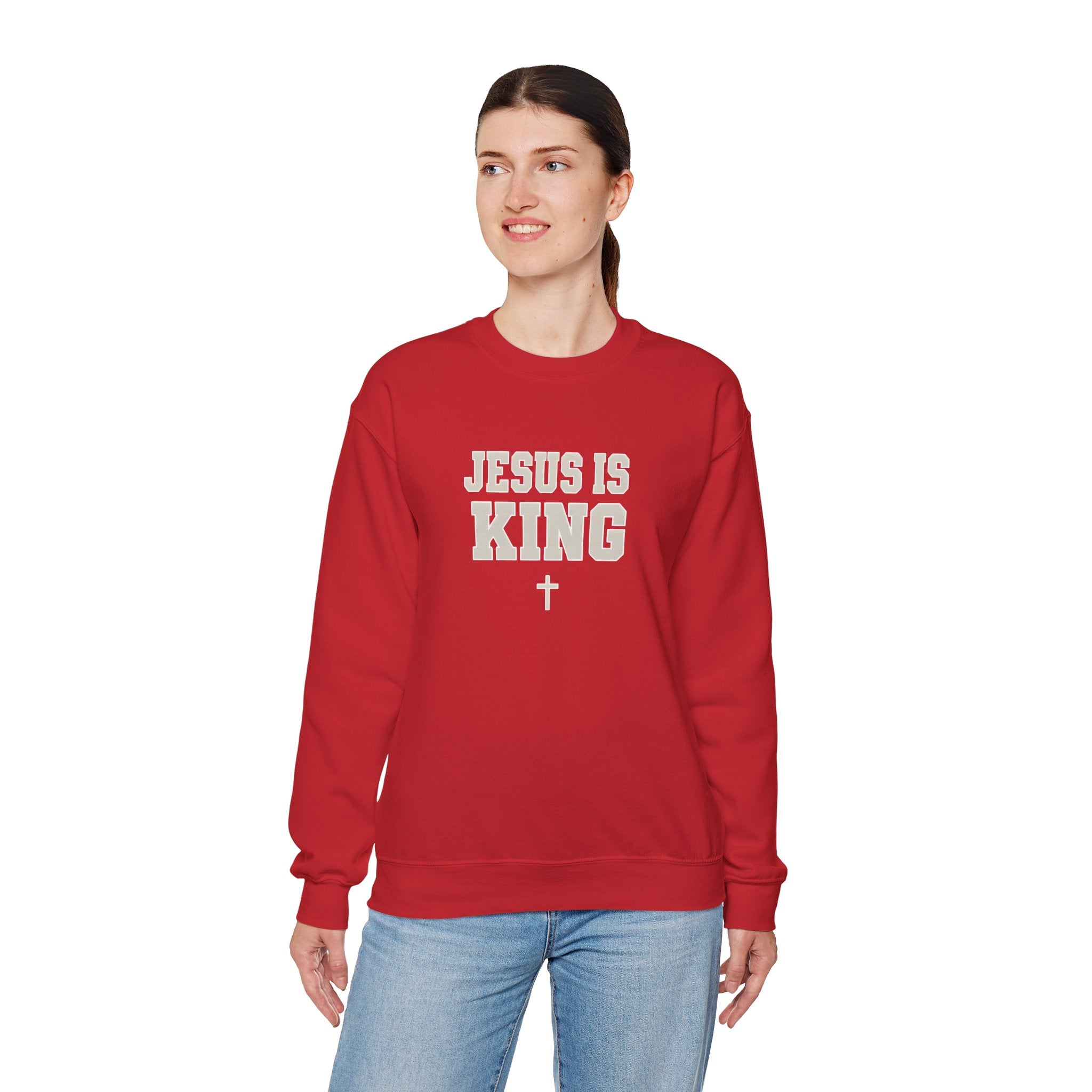 Jesus is King Gildan Unisex Crewneck Sweatshirt | Christian Apparel | Inspirational Gift | Cozy Everyday Wear
