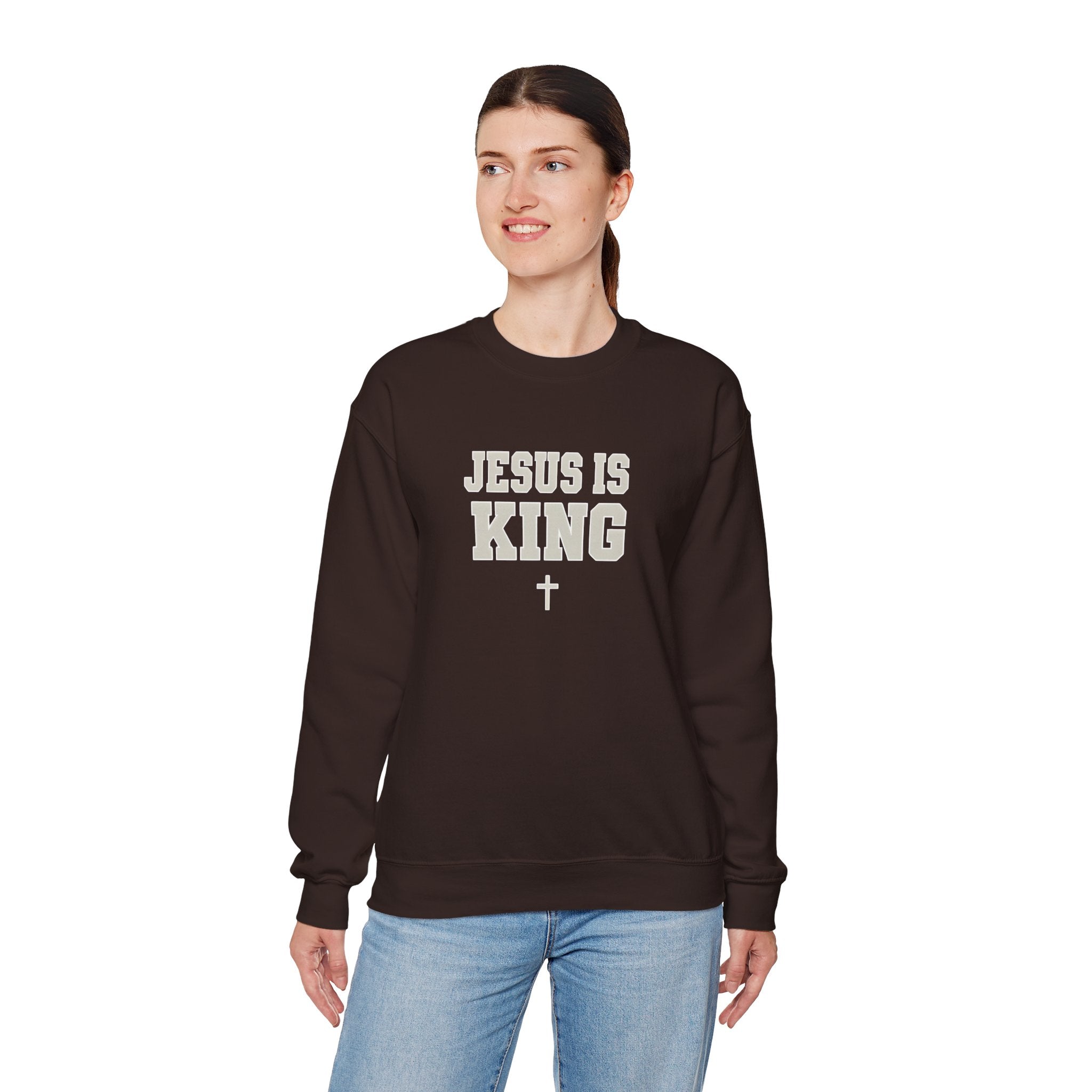 Jesus is King Gildan Unisex Crewneck Sweatshirt | Christian Apparel | Inspirational Gift | Cozy Everyday Wear