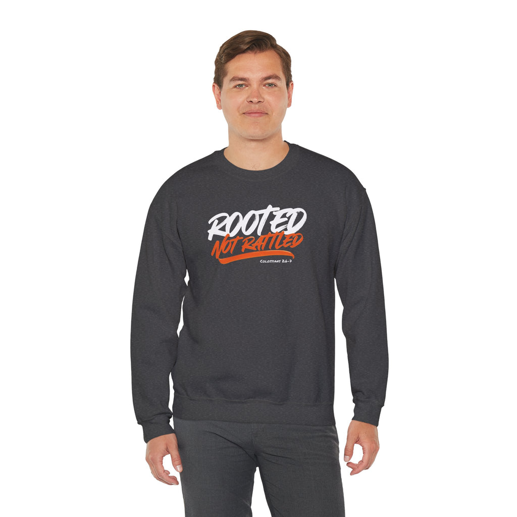 Rooted Not Rattled Gildan Christian Sweatshirt | Unisex Crewneck Pullover | Christian Gift