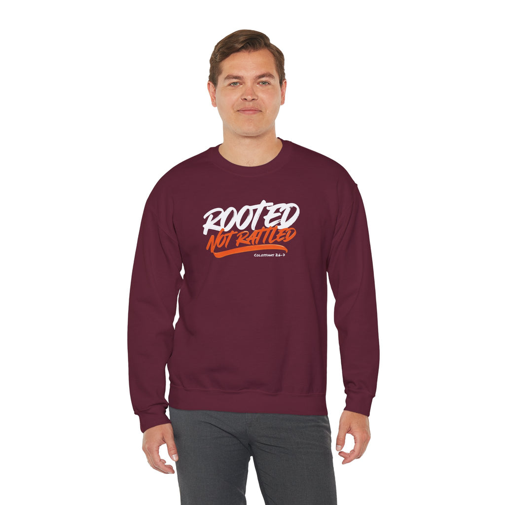 Rooted Not Rattled Gildan Christian Sweatshirt | Unisex Crewneck Pullover | Christian Gift