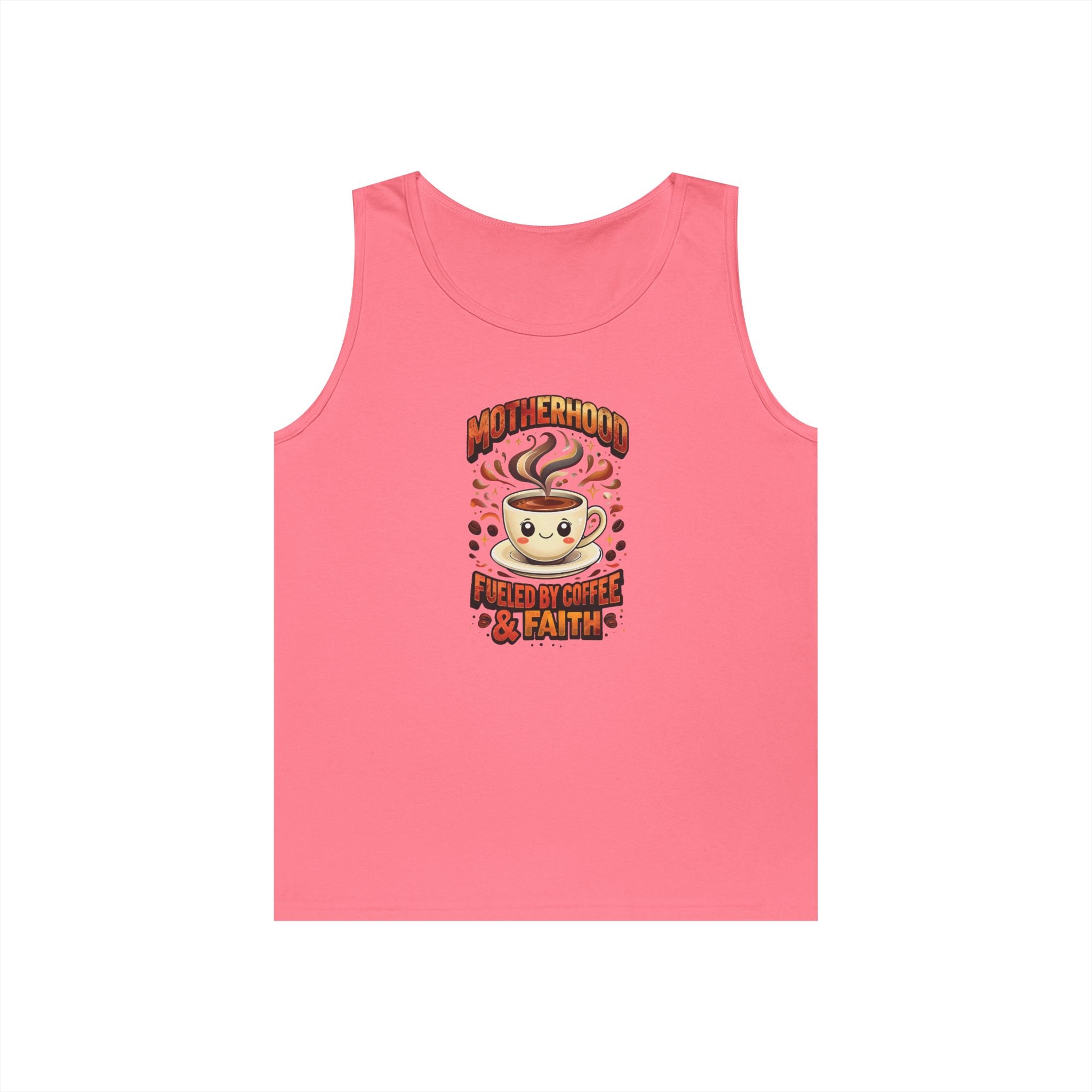 Motherhood Fueled by Coffee & Faith Gildan Tank Top | Christian Mom Shirt | Coffee Lover Mother’s Day Gift