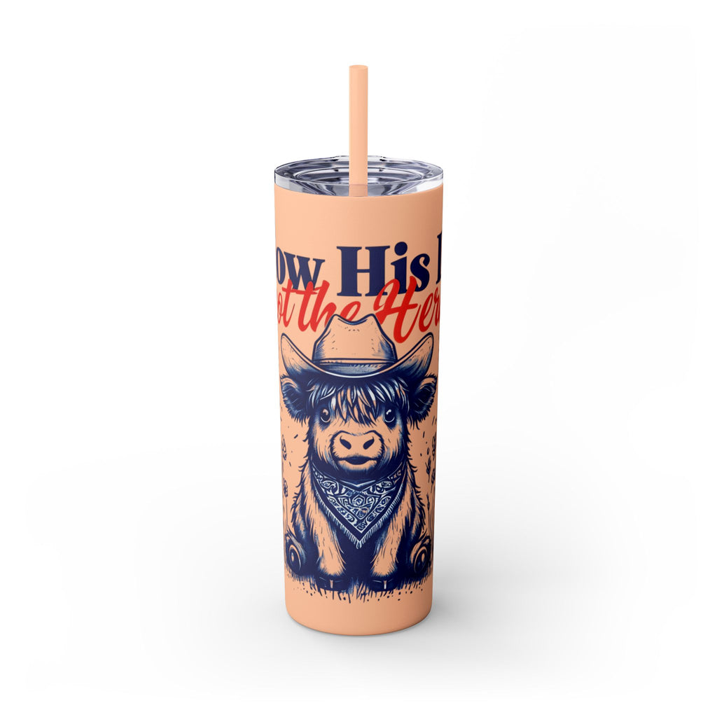 Follow His Lead, Not the Herd, 20 oz Insulated Skinny Tumbler | Stainless Steel Travel Cup | Christian Drinkware | Highland Cow