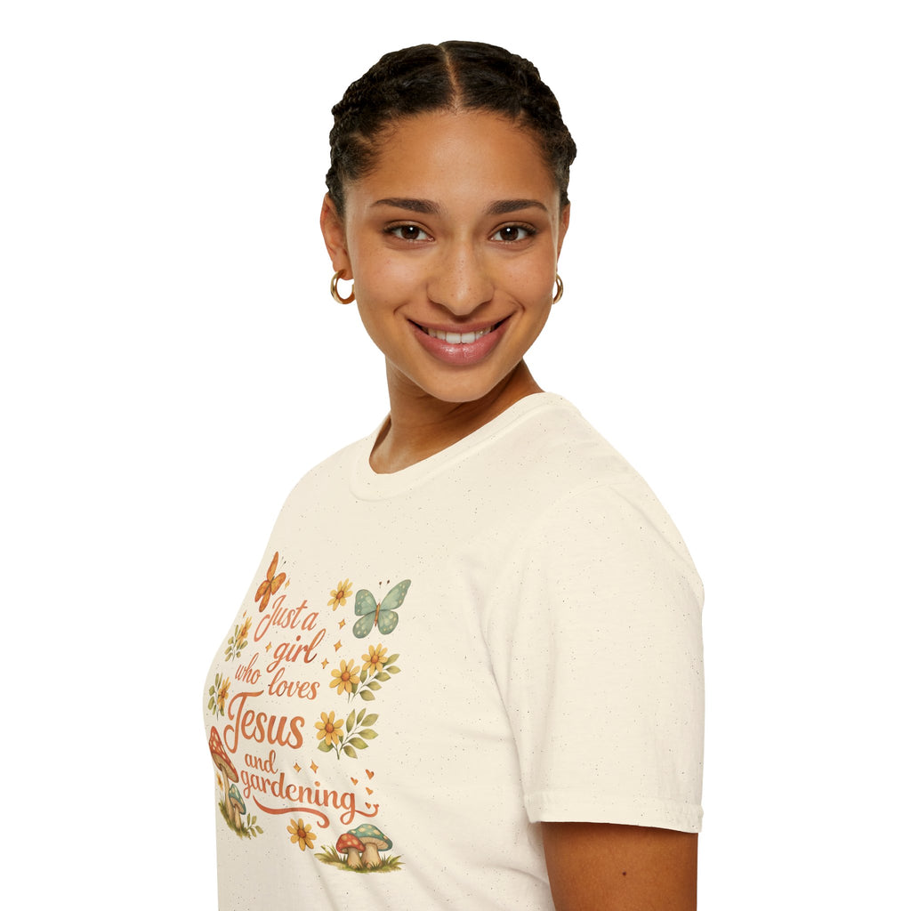 Just A Girl Who Loves Jesus and Gardening Gildan Unisex Tshirt | Christian Gardening T-Shirt | Faith Shirt | Cotton Tee
