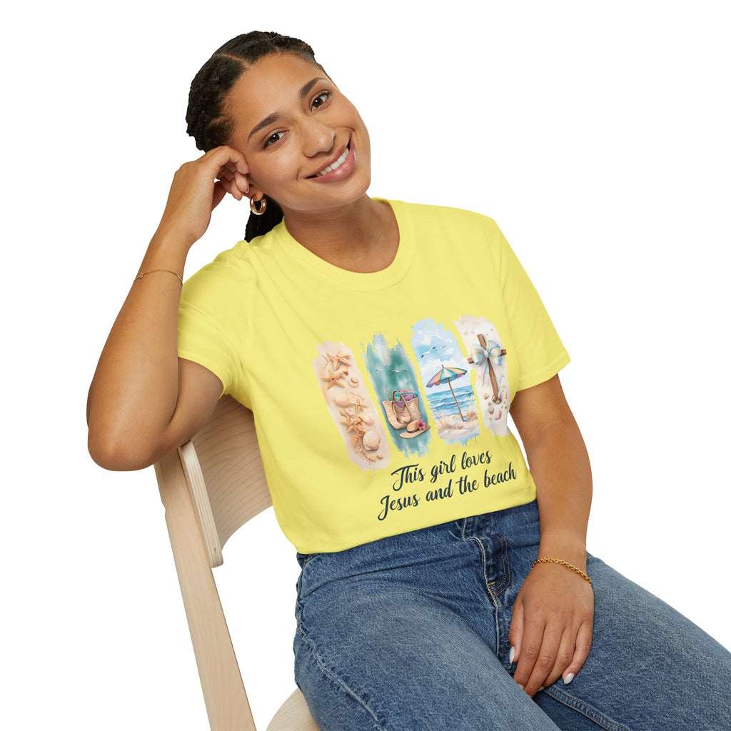 This Girl Loves Jesus and the Beach Shirt – Christian T-Shirts for Women | Faith Based Apparel | Beach Lover T-Shirt, Faith T-Shirt, Jesus Shirt, Summer Apparel, Christian Gifts, Casual...