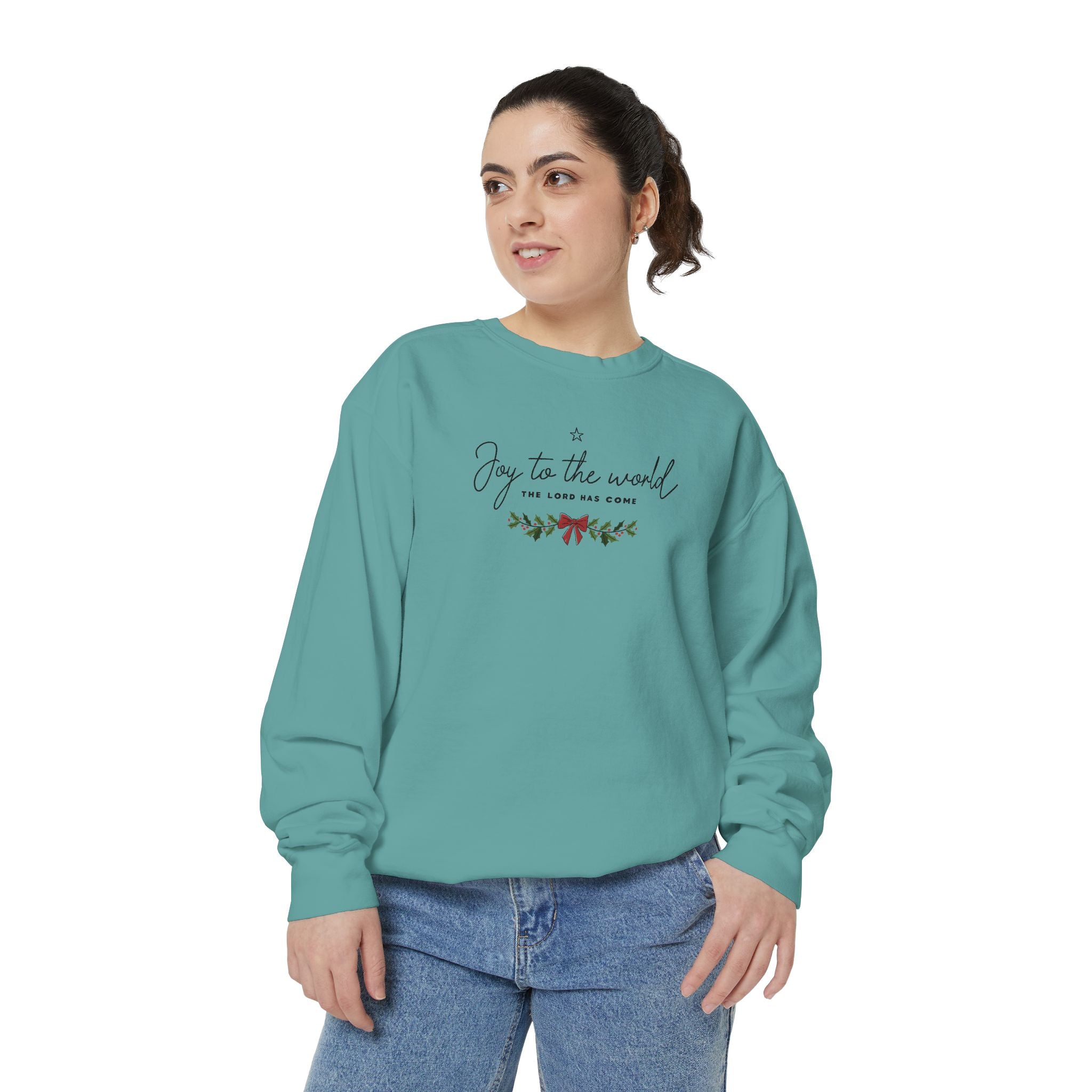 Joy to the World Comfort Colors Unisex Sweatshirt | Cozy Holiday Gift, Casual Fashion, Christmas Apparel, Festive Sweater, Unisex Holiday Wear