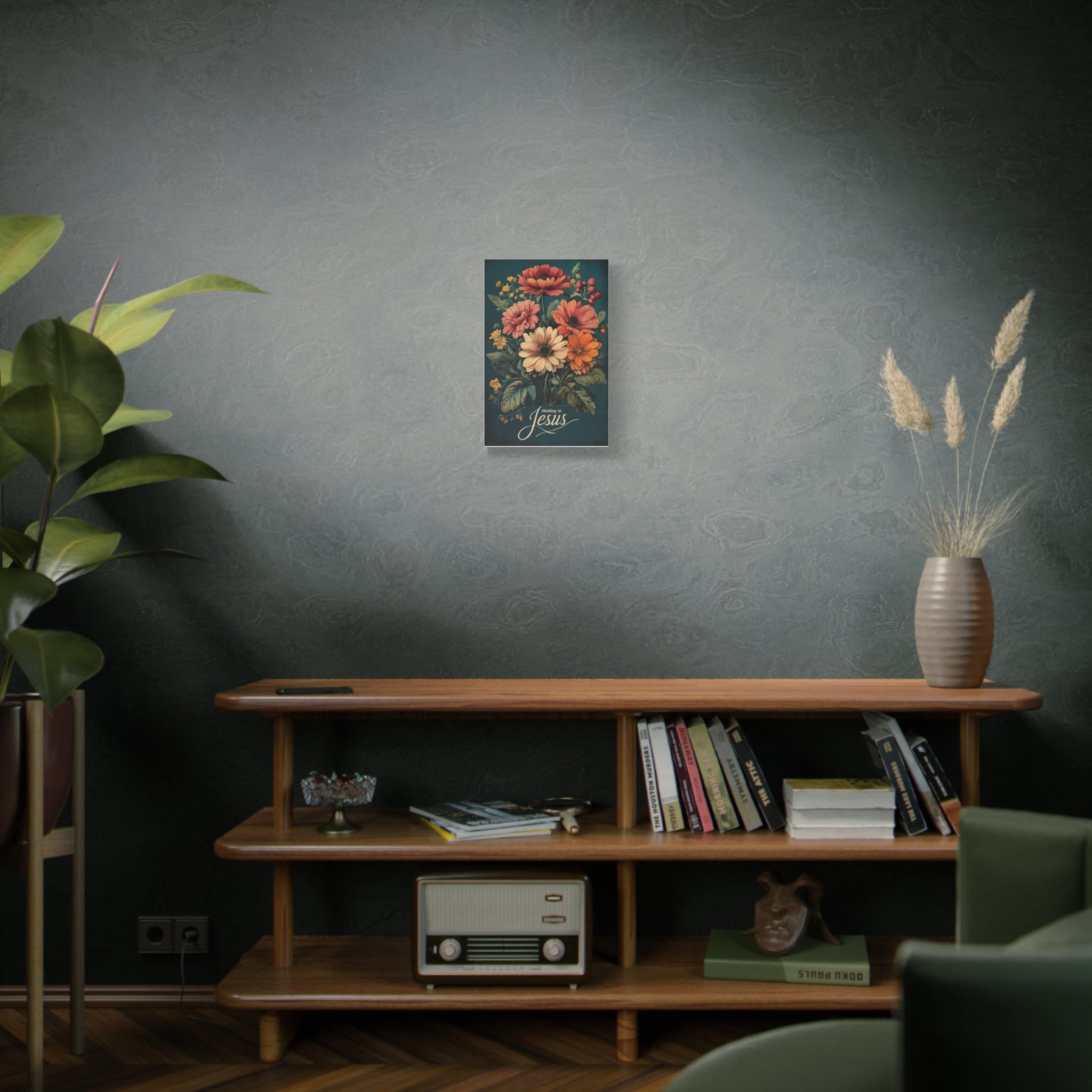 Abiding in Jesus Wall Art | Christian Canvas for Faith-Based Home Decor & Gifts | Floral Wall Art Canvas, Vintage Flower Print, Living Room Decoration, Gift for Her
