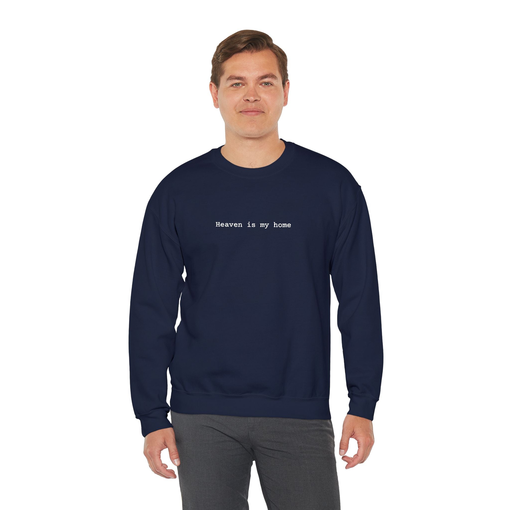 Embroidered Heaven is my Home Christian Unisex Crewneck Gildan Sweatshirt